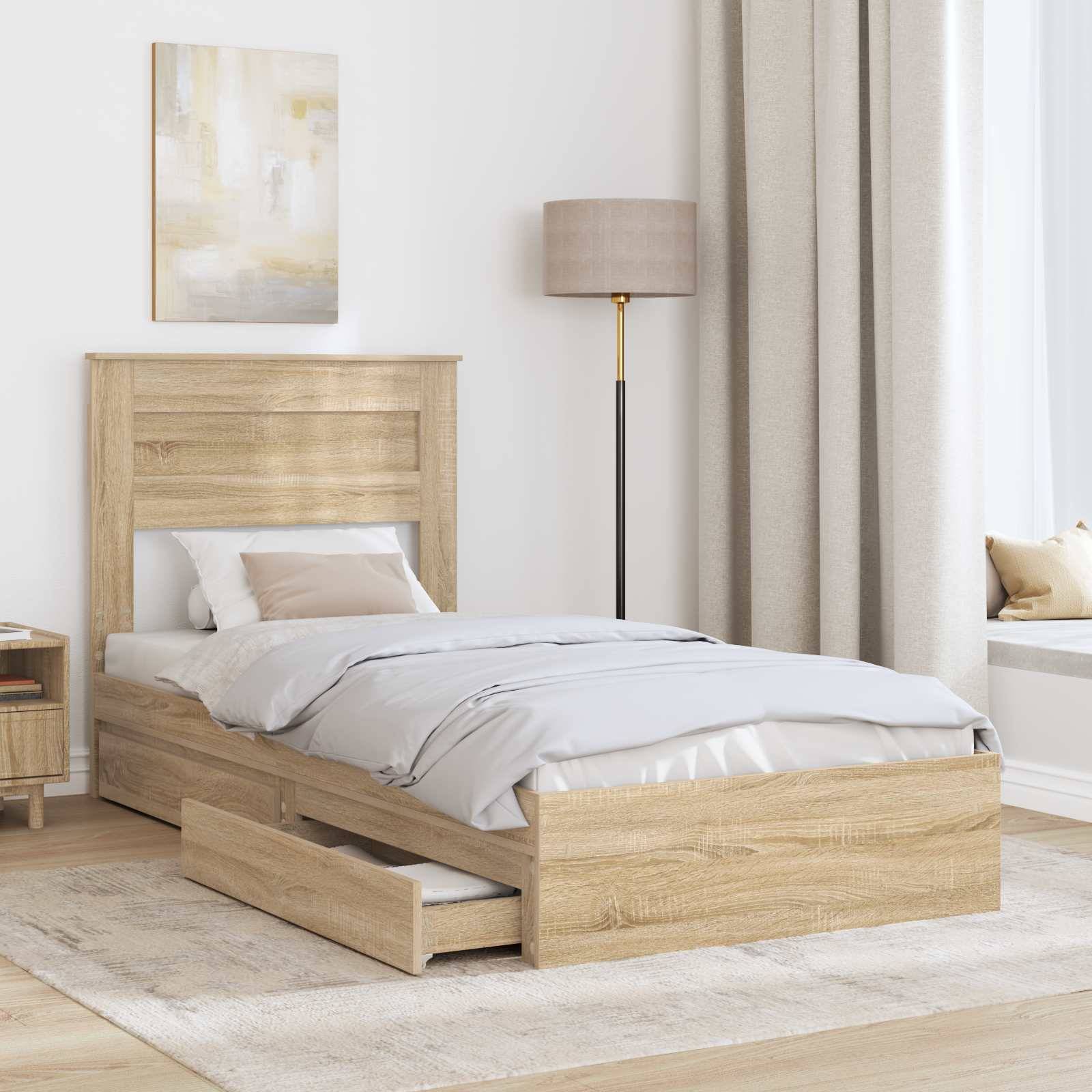 vidaXL Aufbewahrungsbett Sonoma-Eiche 90 x 190 cm Holzwerkstoff