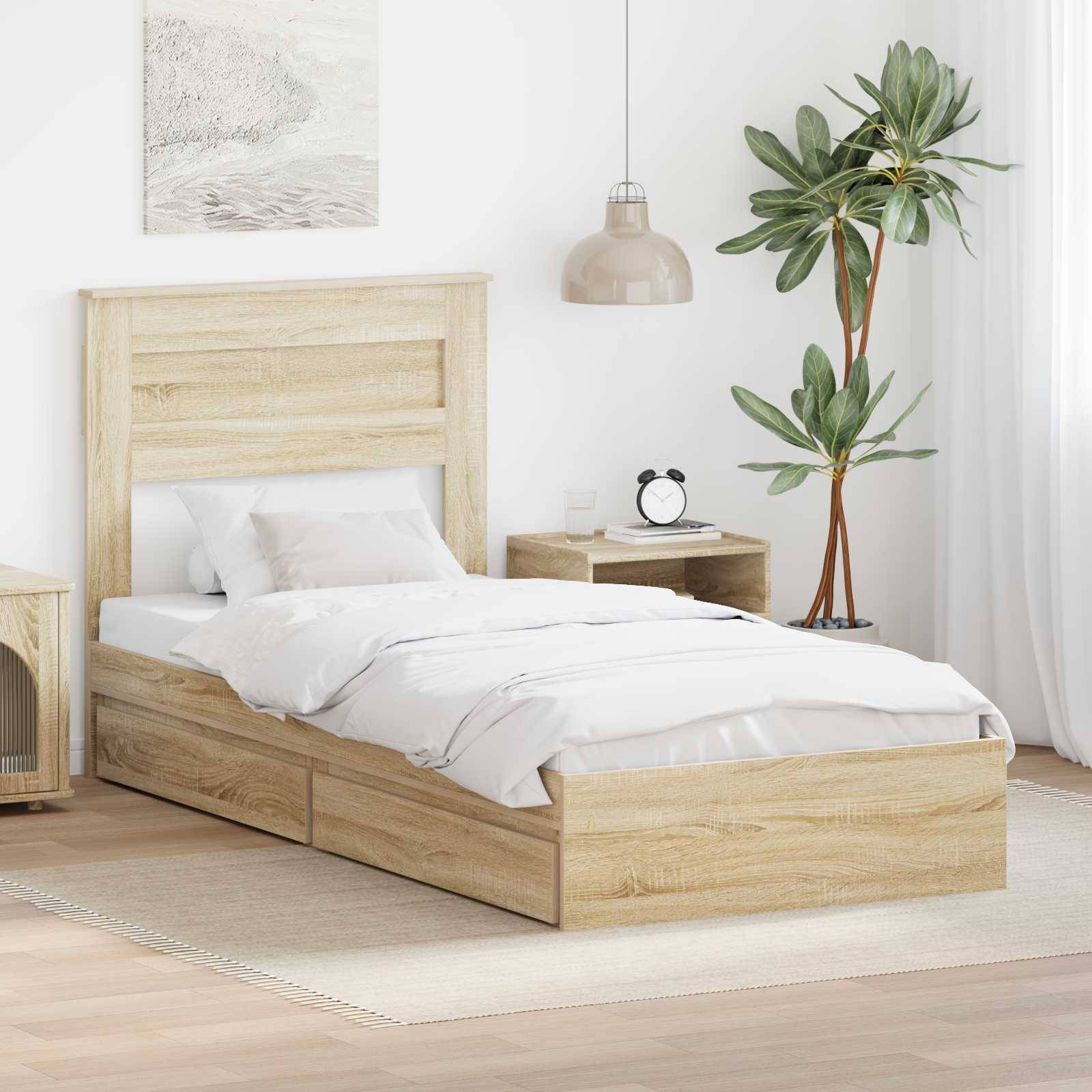 vidaXL Aufbewahrungsbett Sonoma-Eiche 75 x 190 cm Holzwerkstoff