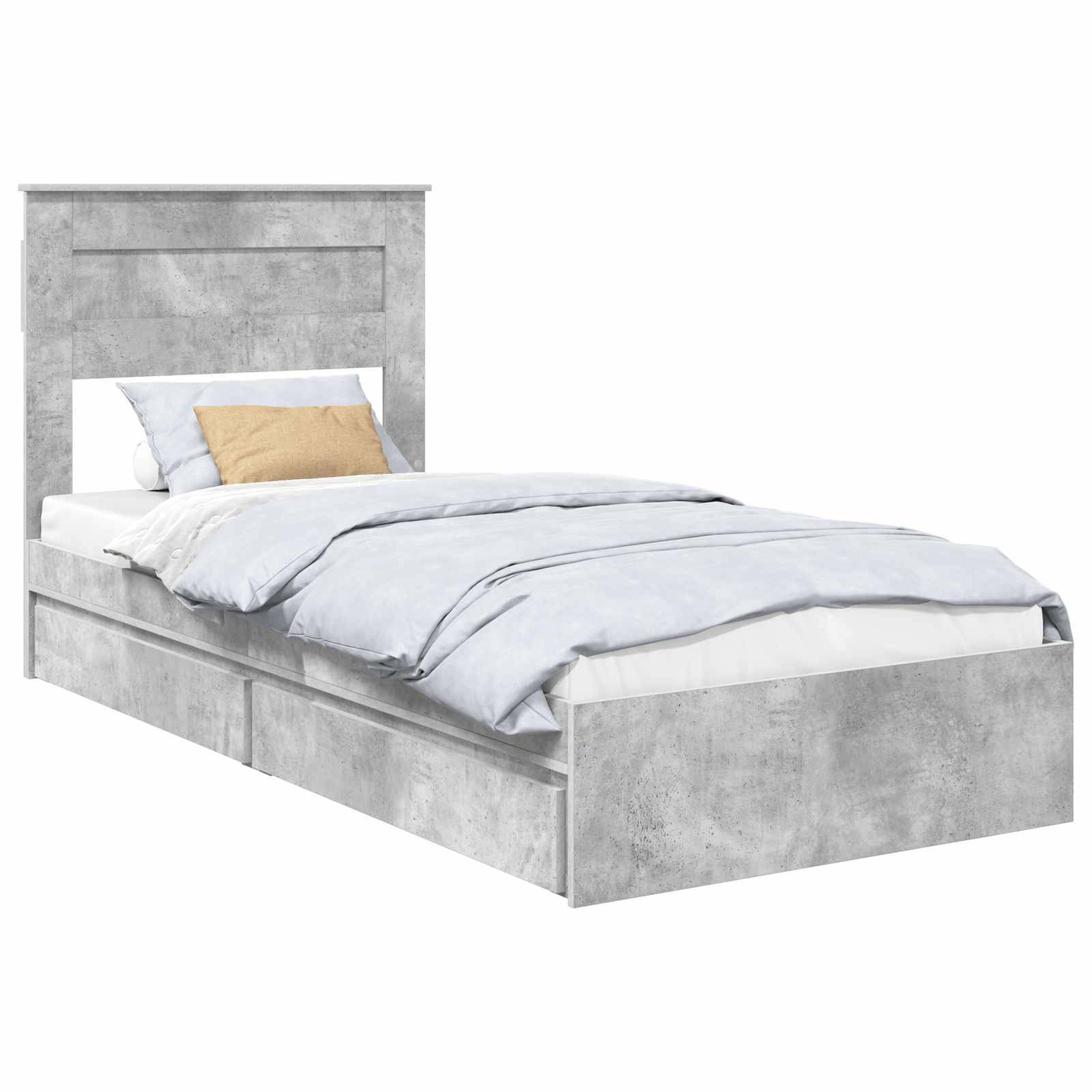 vidaXL Aufbewahrungsbett Beton Grau 90 x 190 cm Holzwerkstoff