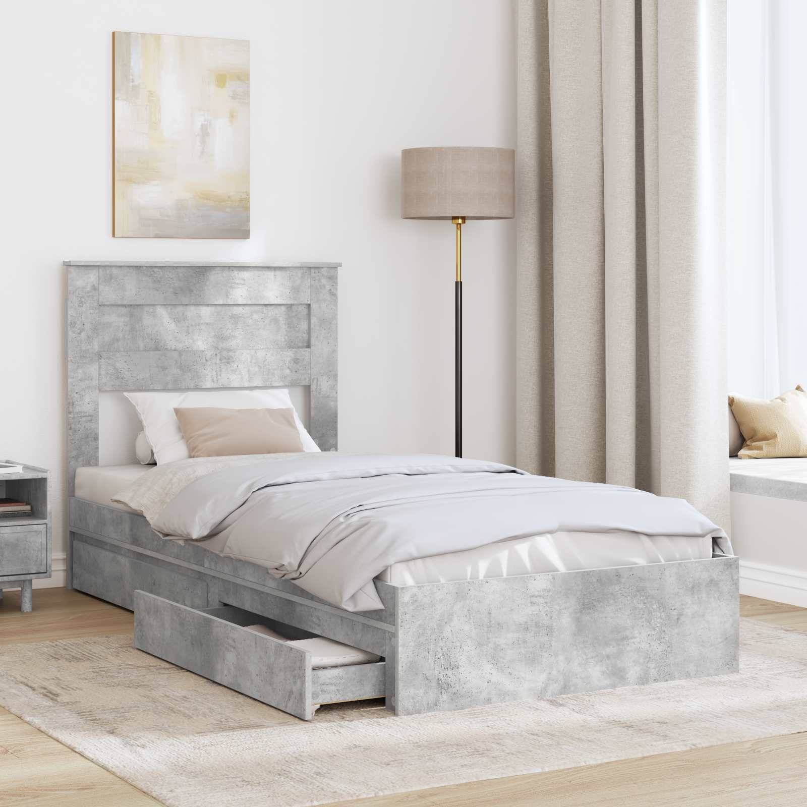 vidaXL Aufbewahrungsbett Beton Grau 90 x 190 cm Holzwerkstoff