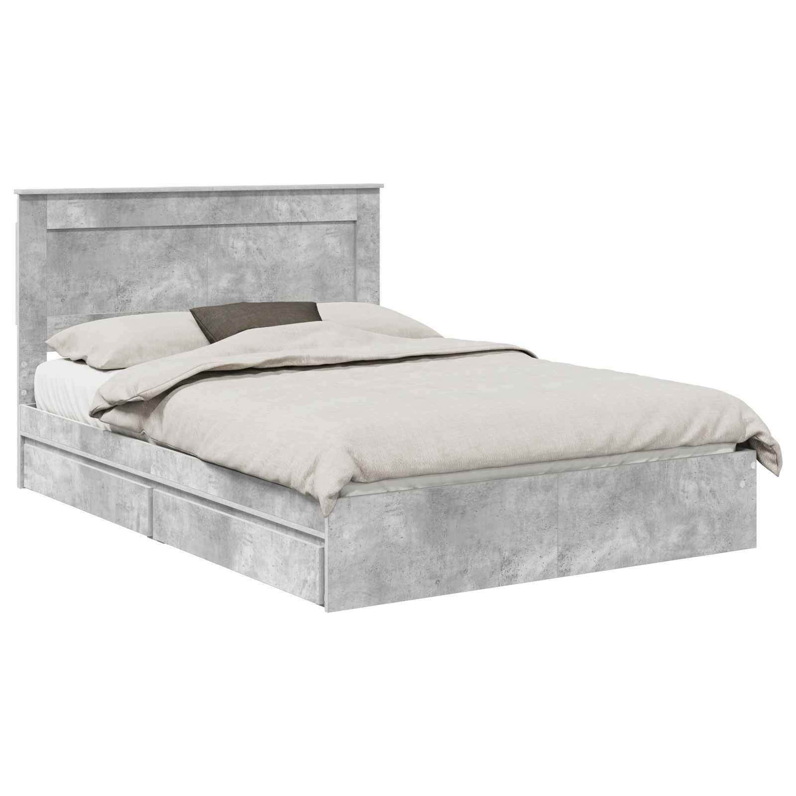 vidaXL Aufbewahrungsbett Beton Grau 150 x 200 cm Holzwerkstoff