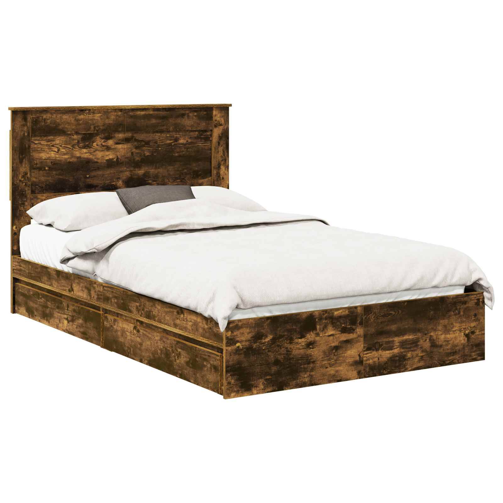vidaXL Aufbewahrungsbett Geräucherte Eiche 135 x 190 cm Holzwerkstoff