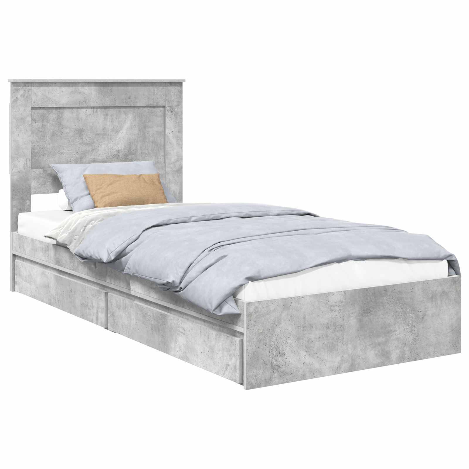 vidaXL Aufbewahrungsbett Beton Grau 90 x 190 cm Holzwerkstoff