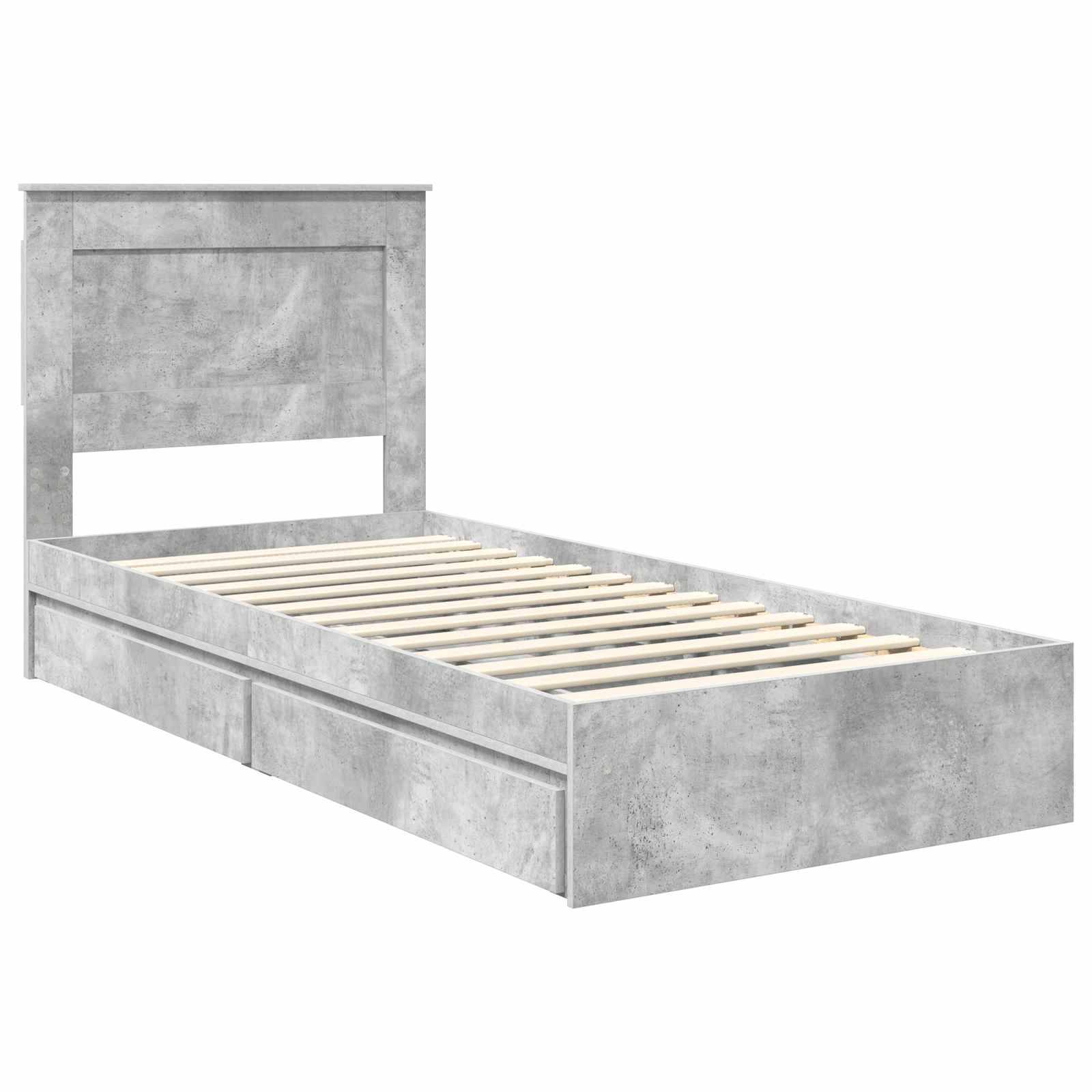 vidaXL Aufbewahrungsbett Beton Grau 90 x 190 cm Holzwerkstoff