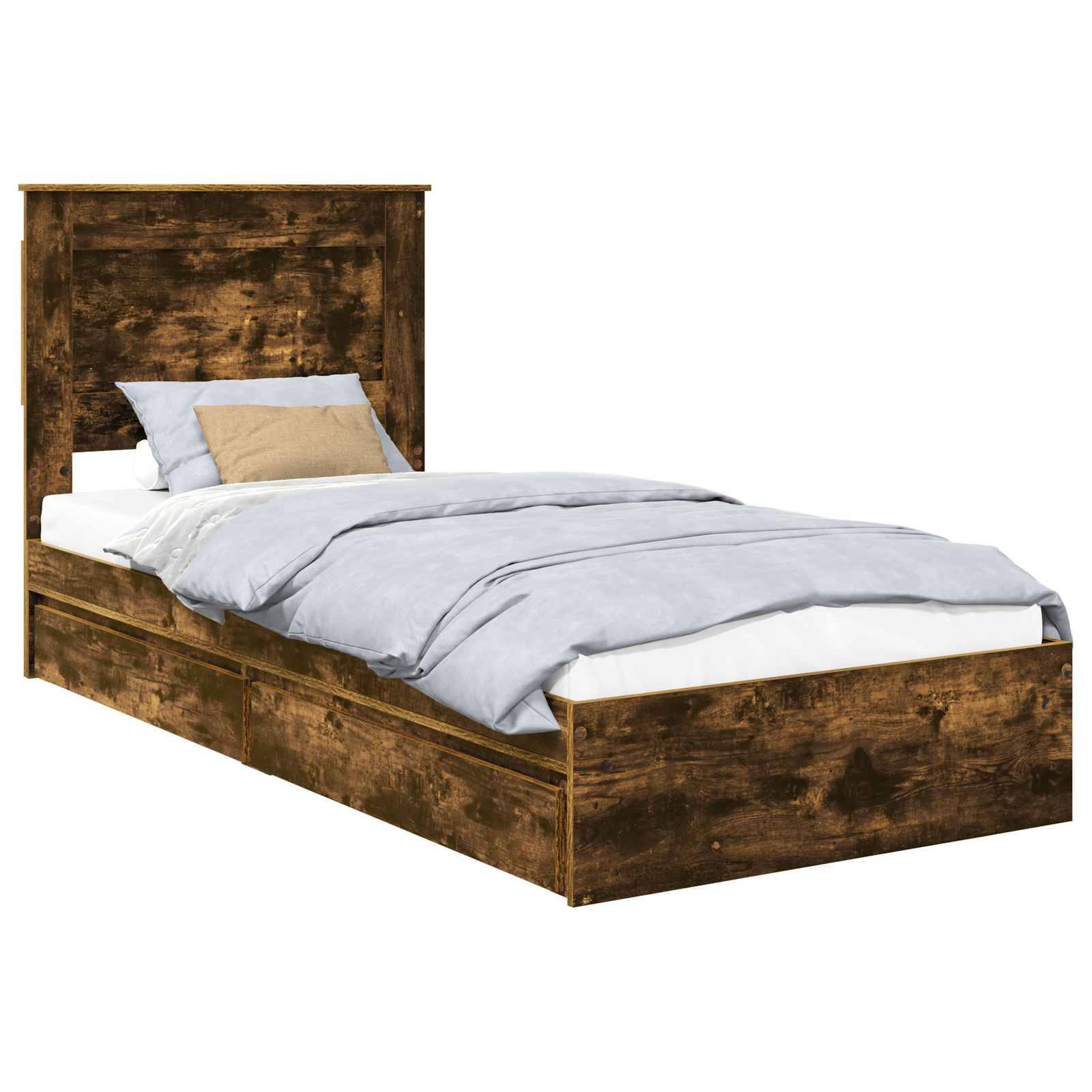 vidaXL Aufbewahrungsbett Geräucherte Eiche 100 x 200 cm Holzwerkstoff