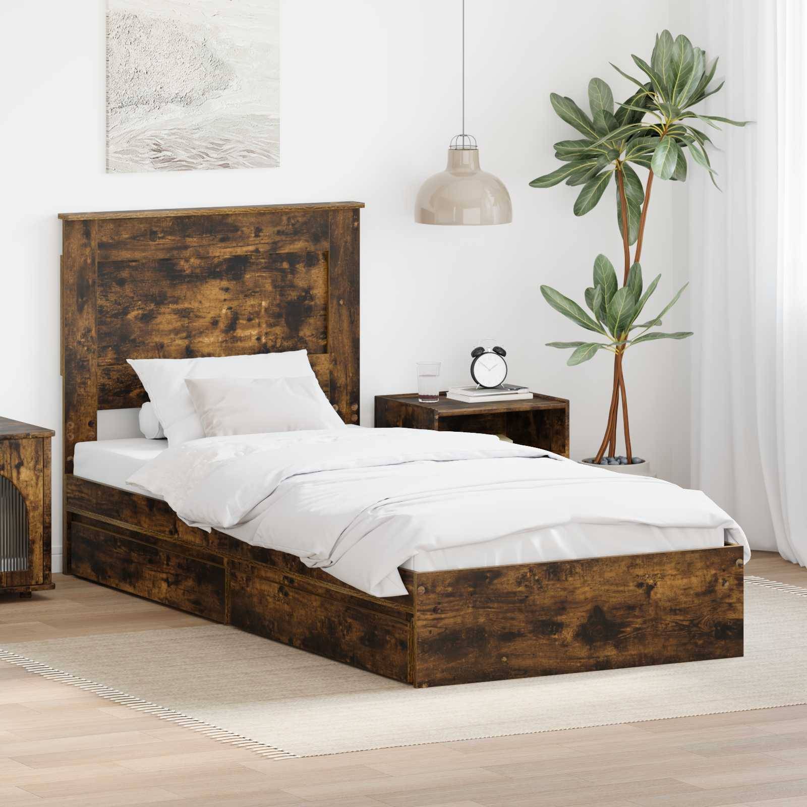 vidaXL Aufbewahrungsbett Geräucherte Eiche 75 x 190 cm Holzwerkstoff