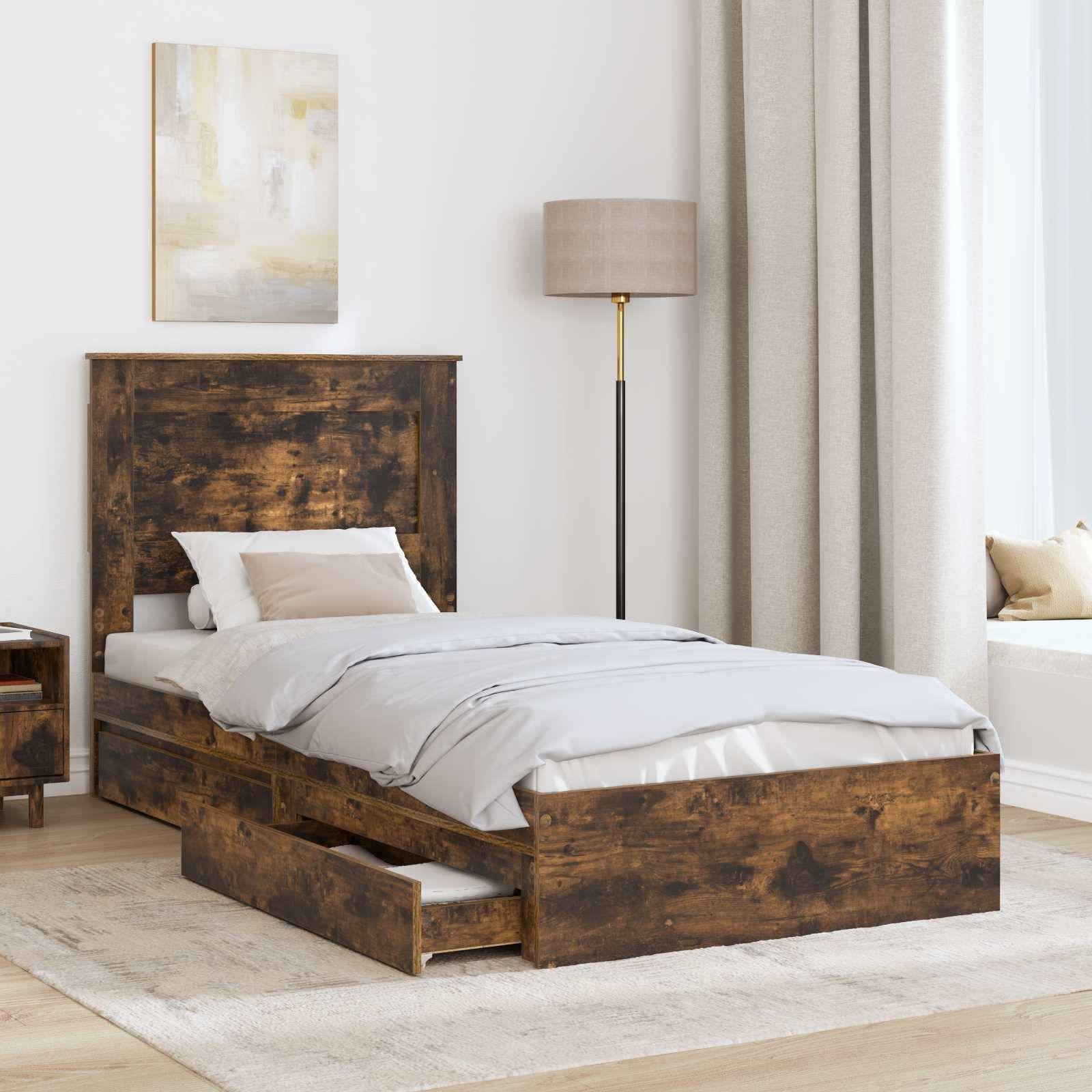 vidaXL Aufbewahrungsbett Geräucherte Eiche 75 x 190 cm Holzwerkstoff