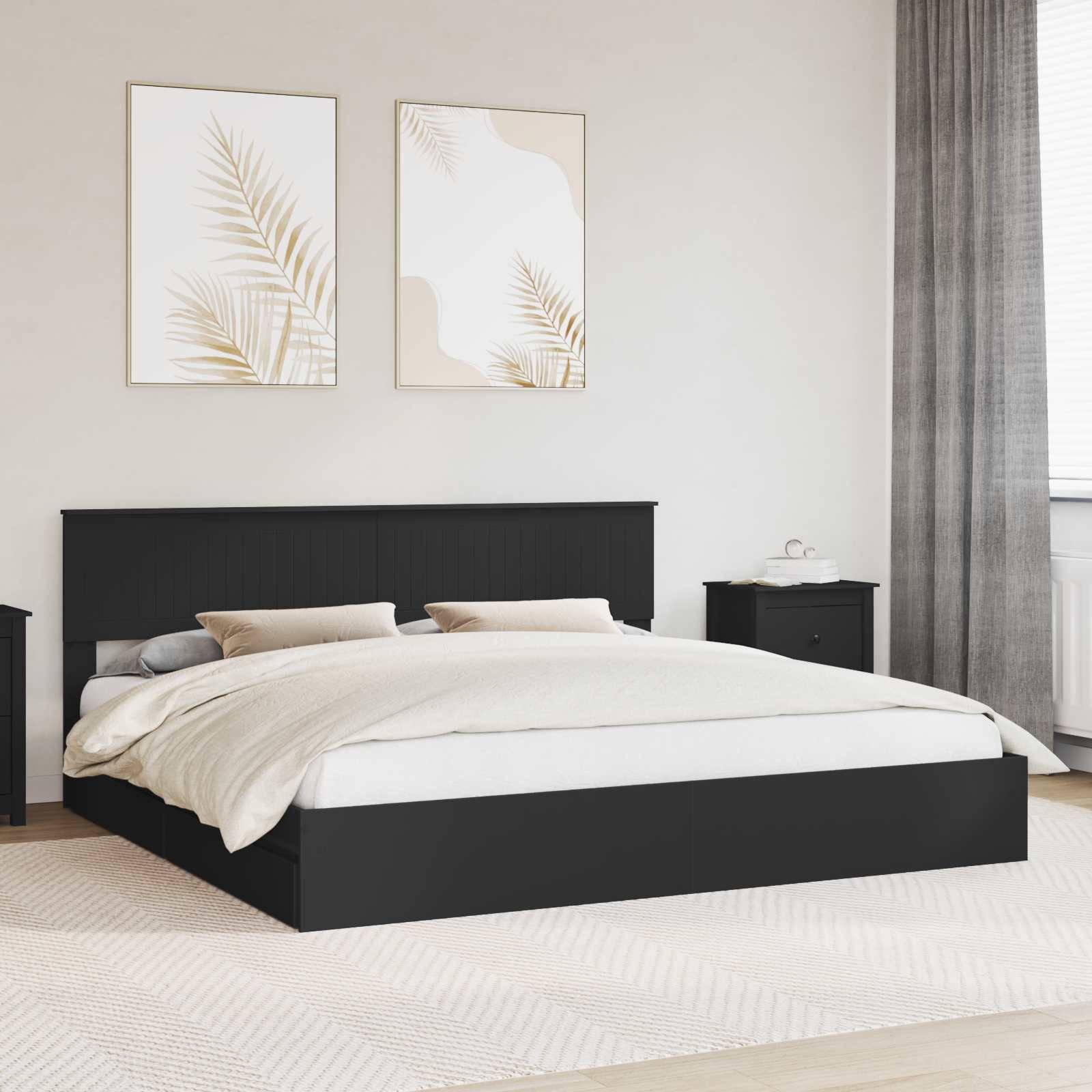 vidaXL Aufbewahrungsbett Schwarz 200 x 200 cm Holzwerkstoff
