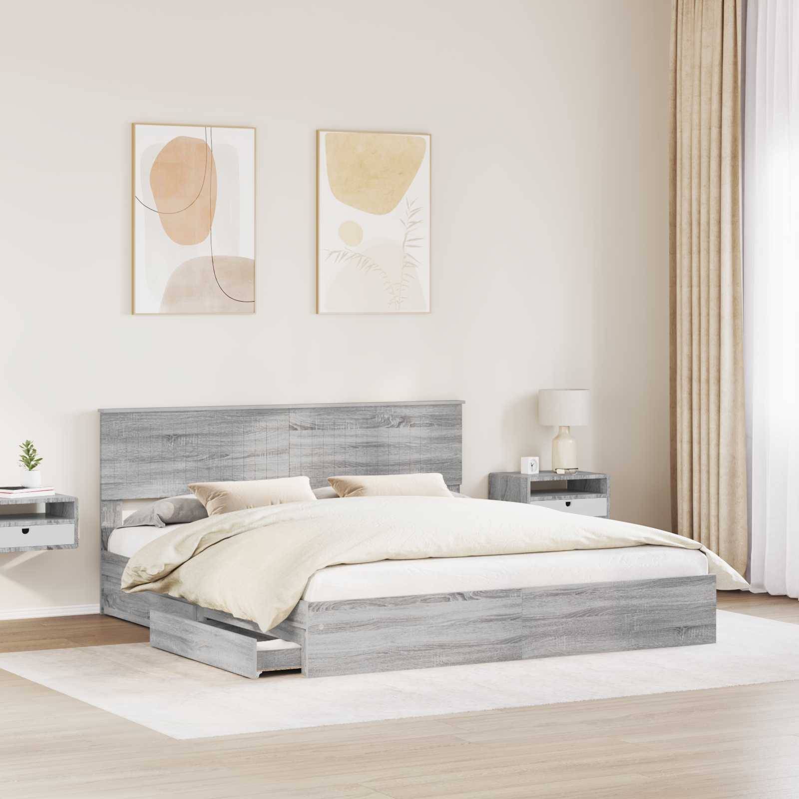 vidaXL Aufbewahrungsbett Graues Sonoma 180 x 200 cm Holzwerkstoff