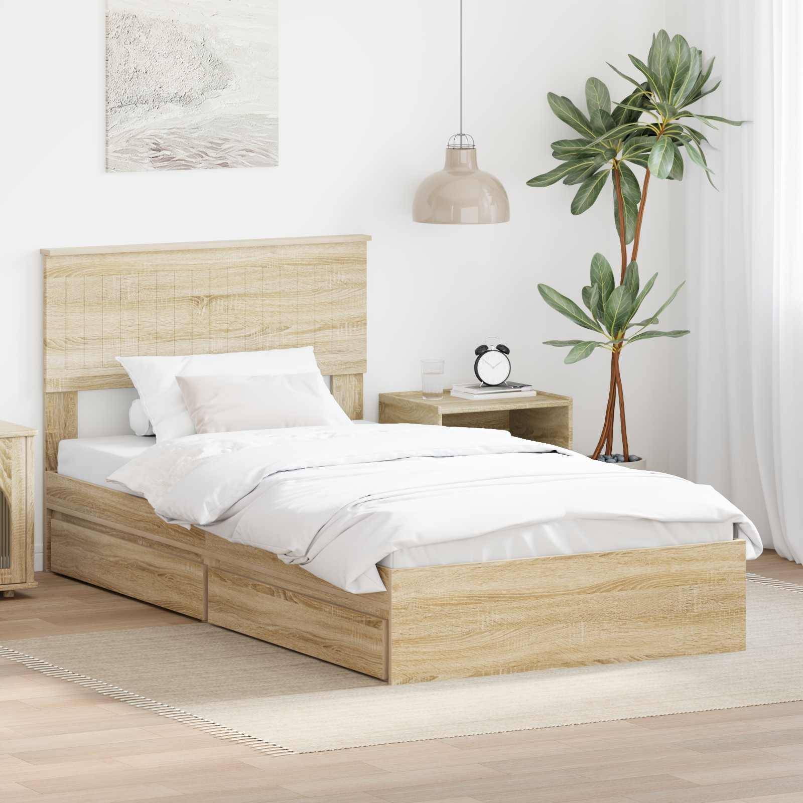 vidaXL Aufbewahrungsbett Sonoma-Eiche 100 x 200 cm Holzwerkstoff