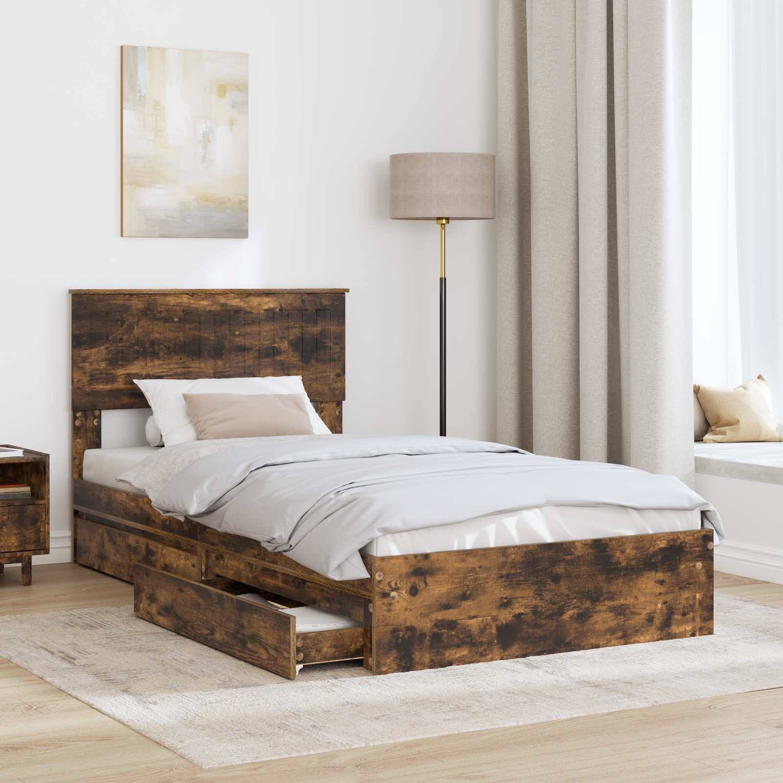 vidaXL Aufbewahrungsbett Geräucherte Eiche 100 x 200 cm Holzwerkstoff