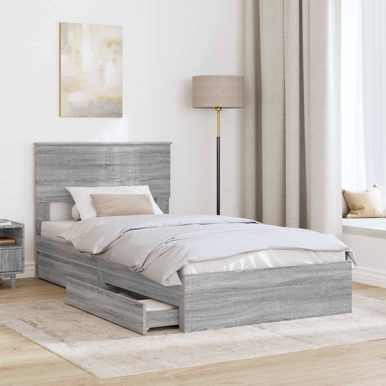 vidaXL Aufbewahrungsbett Graues Sonoma 100 x 200 cm Holzwerkstoff
