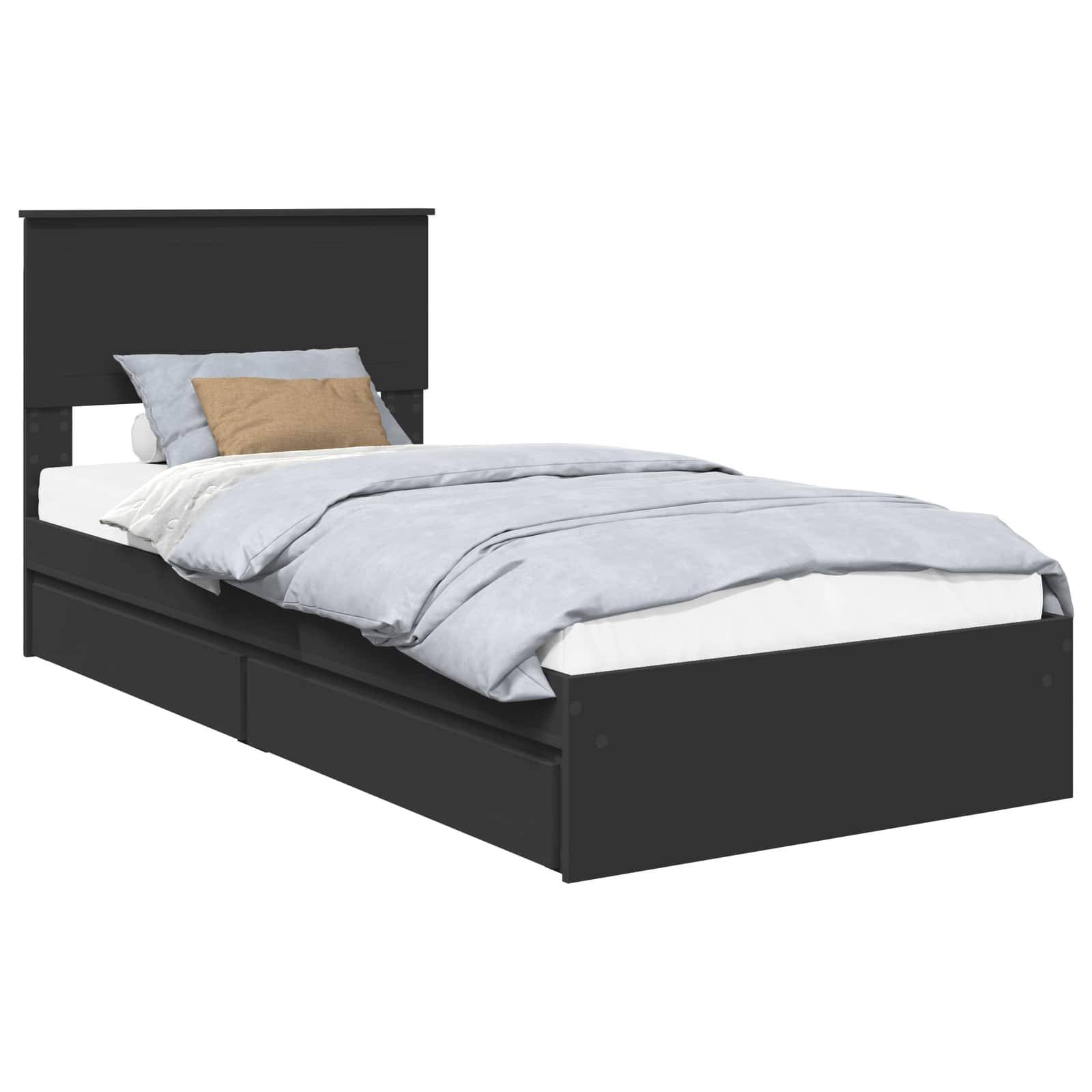 vidaXL Aufbewahrungsbett Schwarz 90 x 190 cm Holzwerkstoff