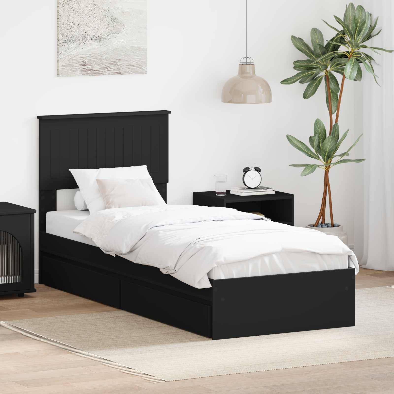 vidaXL Aufbewahrungsbett Schwarz 75 x 190 cm Holzwerkstoff