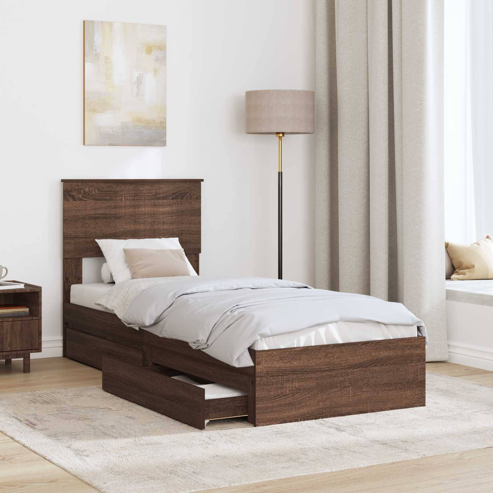 vidaXL Aufbewahrungsbett Braun Eichen-Optik 75 x 190 cm Holzwerkstoff