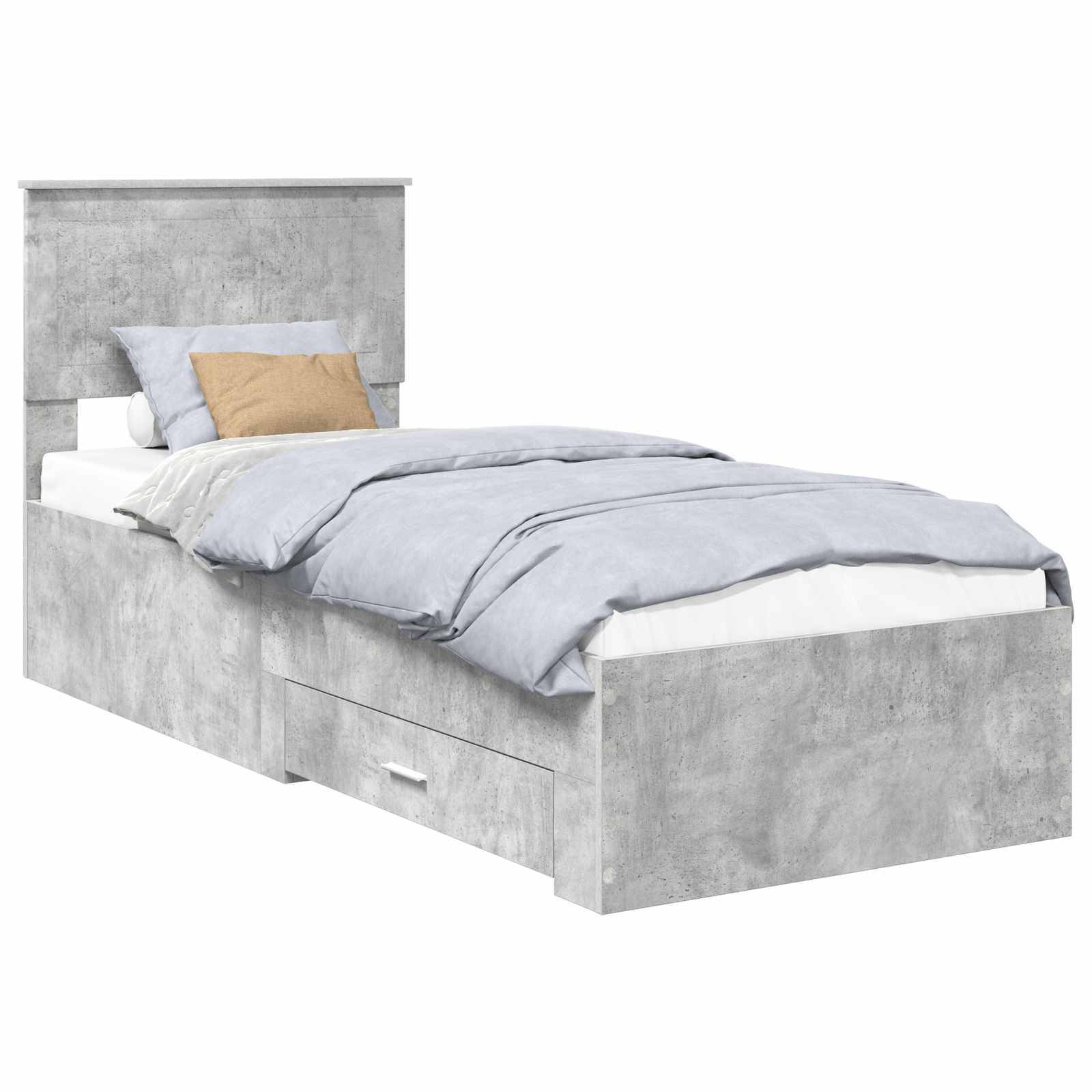 vidaXL Bettrahmen Beton Grau und Silber 70 x 190 cm Holzwerkstoff