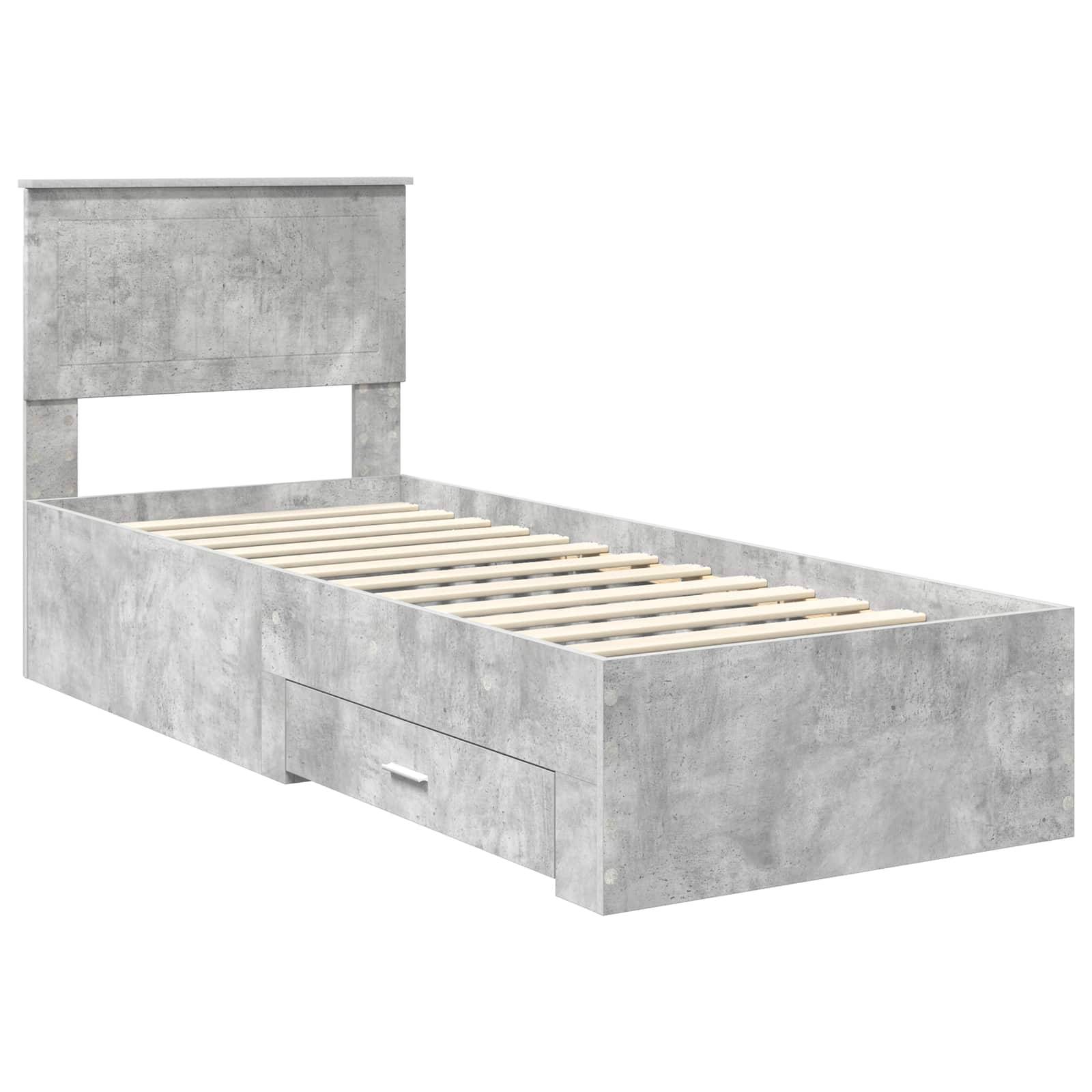 vidaXL Bettrahmen Beton Grau und Silber 70 x 190 cm Holzwerkstoff