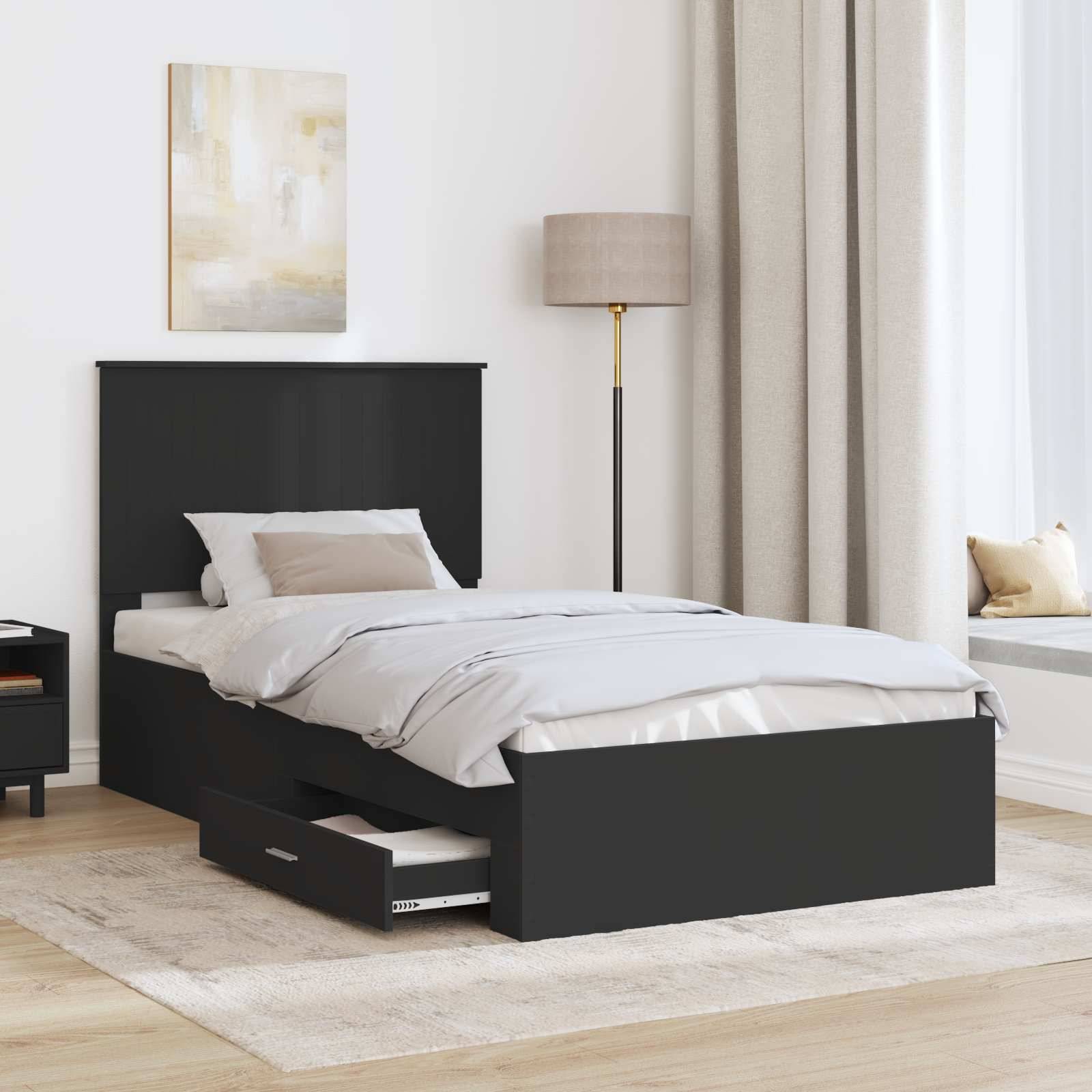 vidaXL Bettrahmen Schwarz und Silber 90 x 200 cm Holzwerkstoff