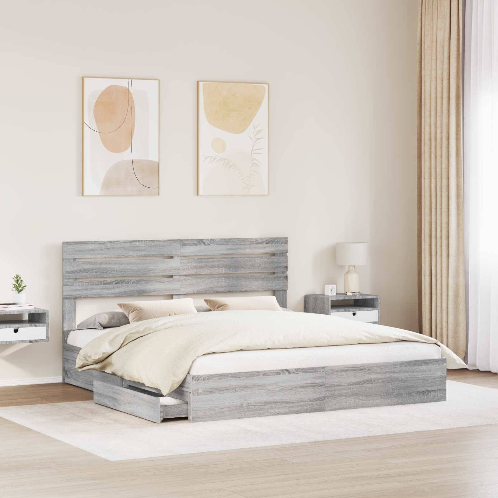 vidaXL Aufbewahrungsbett Graues Sonoma 180 x 200 cm Holzwerkstoff