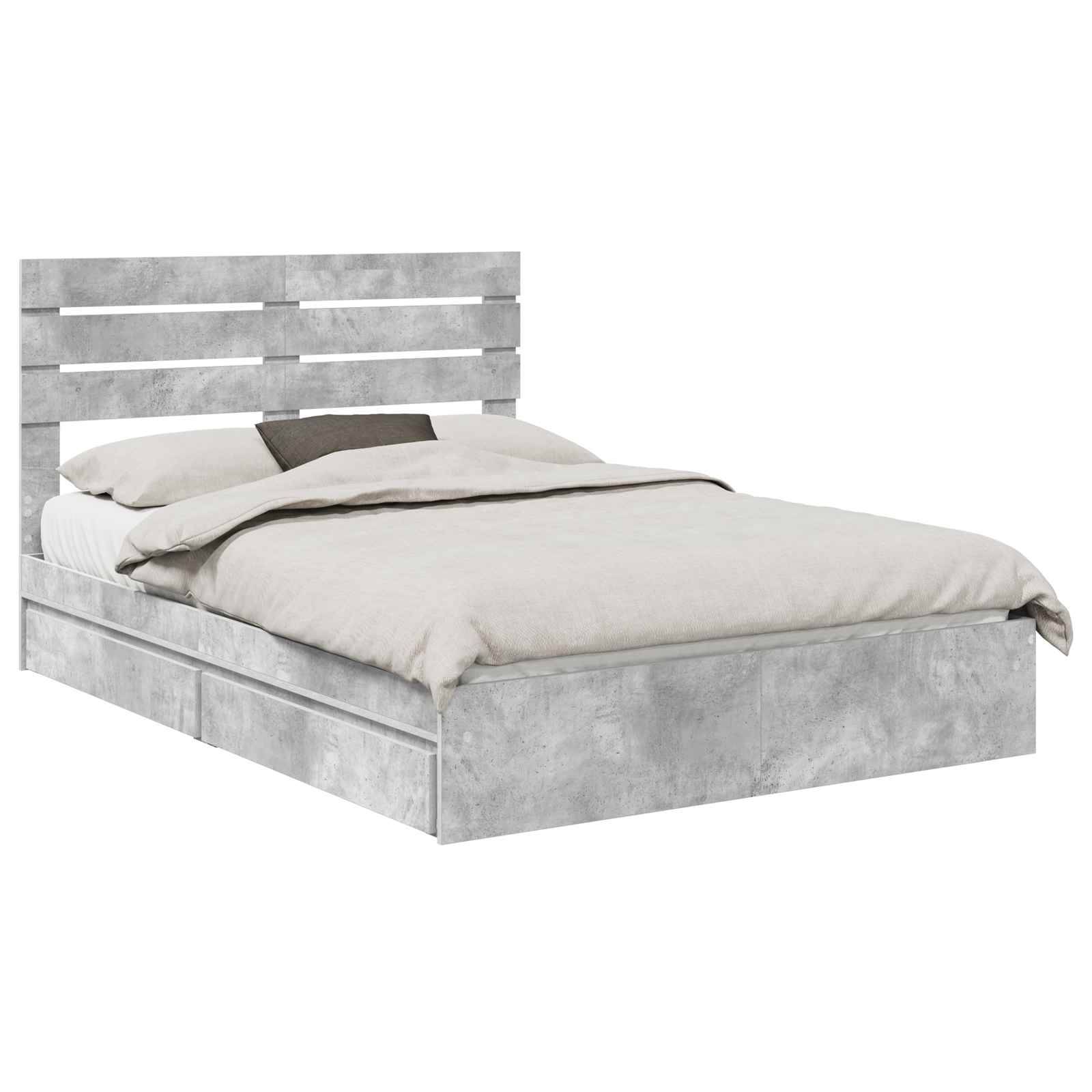 vidaXL Aufbewahrungsbett Beton Grau 150 x 200 cm Holzwerkstoff