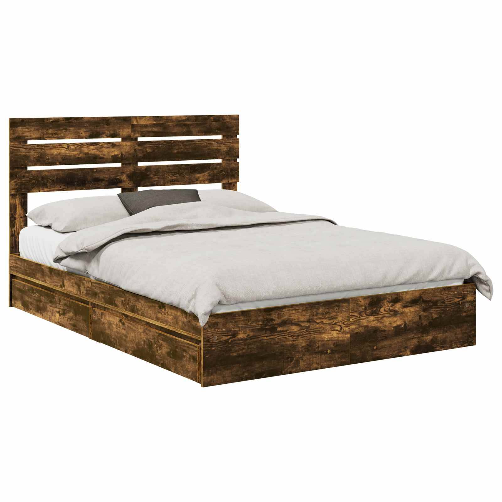 vidaXL Aufbewahrungsbett Geräucherte Eiche 160 x 200 cm Holzwerkstoff