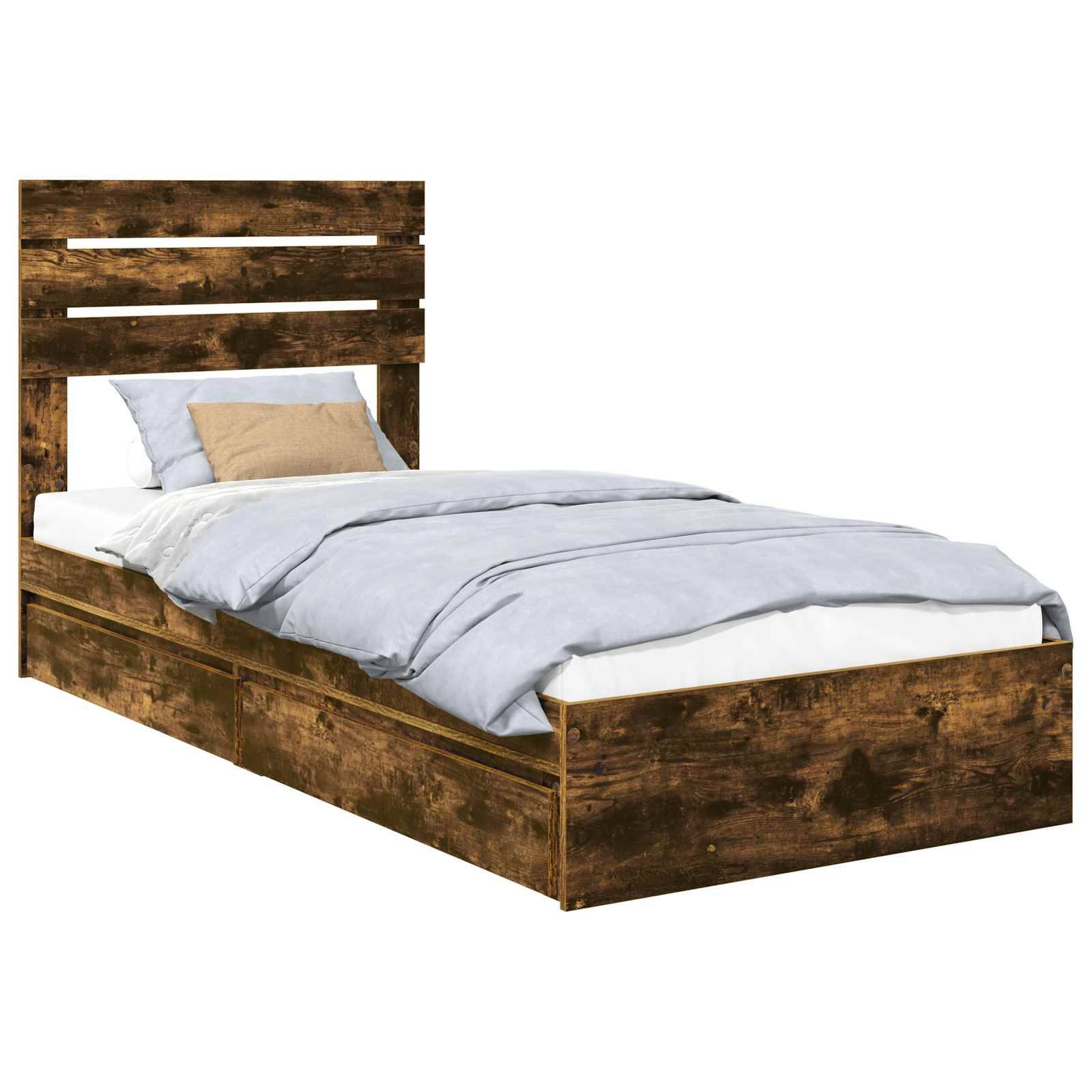 vidaXL Aufbewahrungsbett Geräucherte Eiche 90 x 190 cm Holzwerkstoff