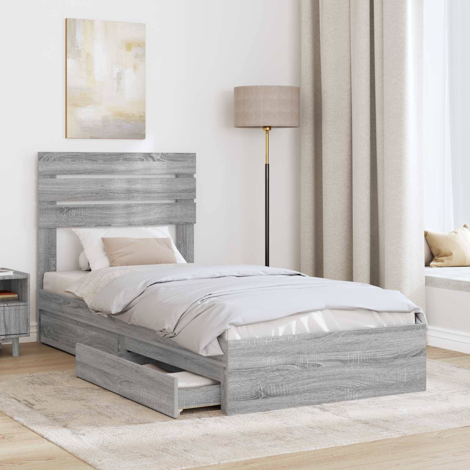 vidaXL Aufbewahrungsbett Graues Sonoma 75 x 190 cm Holzwerkstoff