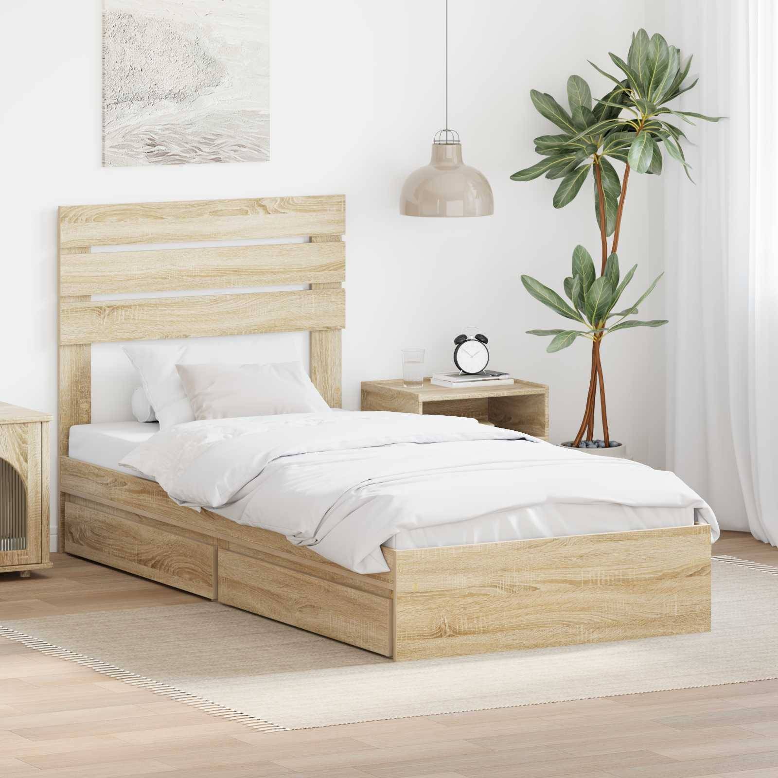 vidaXL Aufbewahrungsbett Sonoma-Eiche 90 x 200 cm Holzwerkstoff