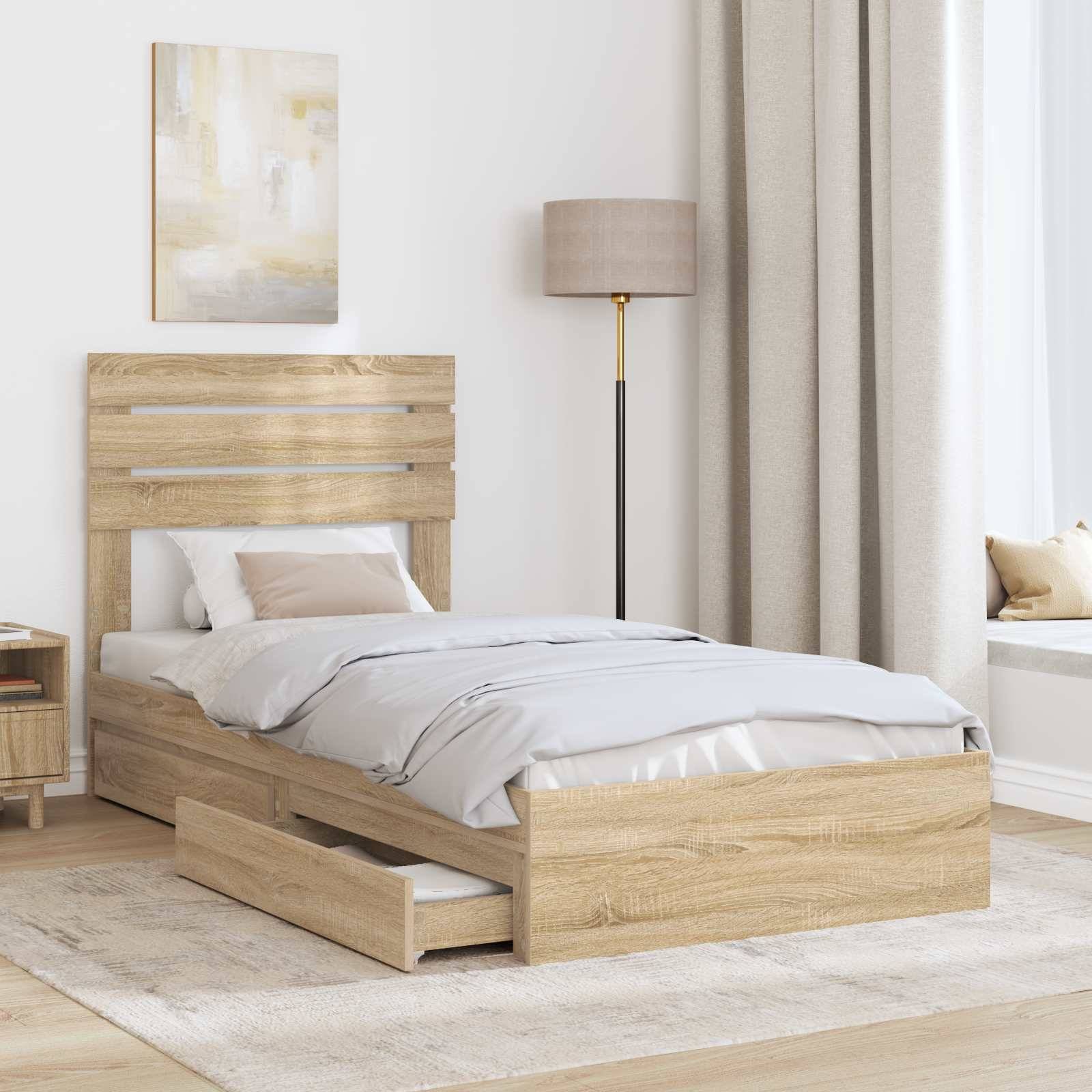 vidaXL Aufbewahrungsbett Sonoma-Eiche 90 x 200 cm Holzwerkstoff