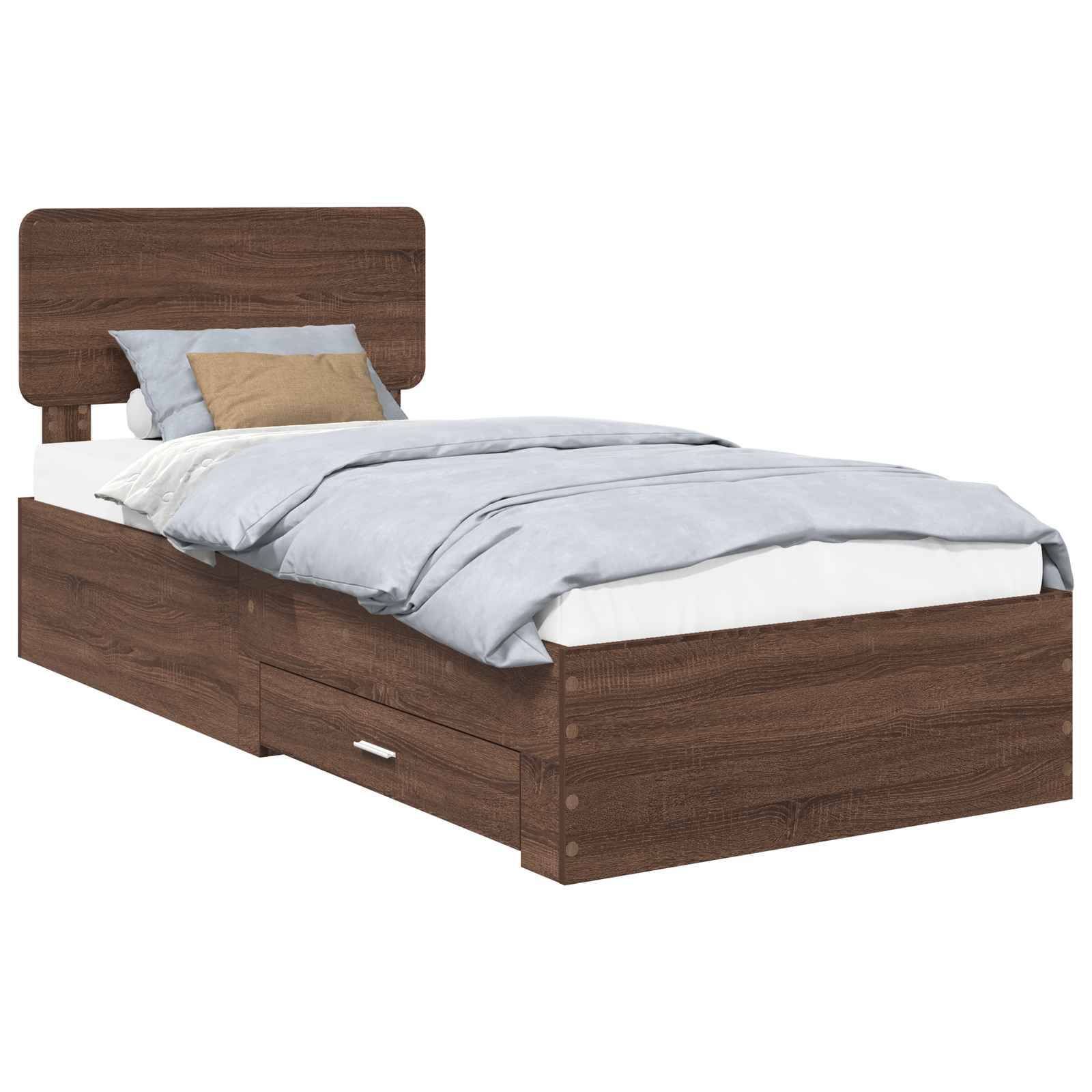 vidaXL Bettrahmen Braun Eichen-Optik 75 x 190 cm Holzwerkstoff
