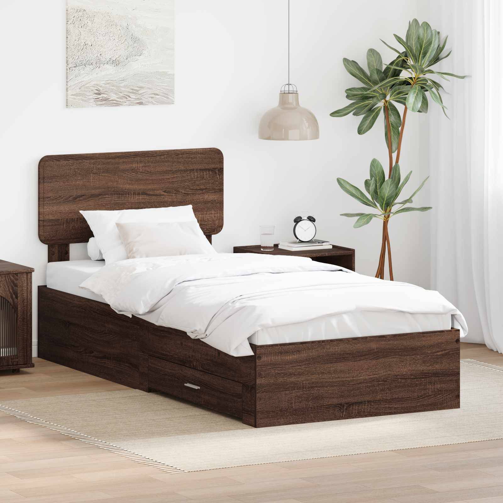 vidaXL Bettrahmen Braun Eichen-Optik 75 x 190 cm Holzwerkstoff