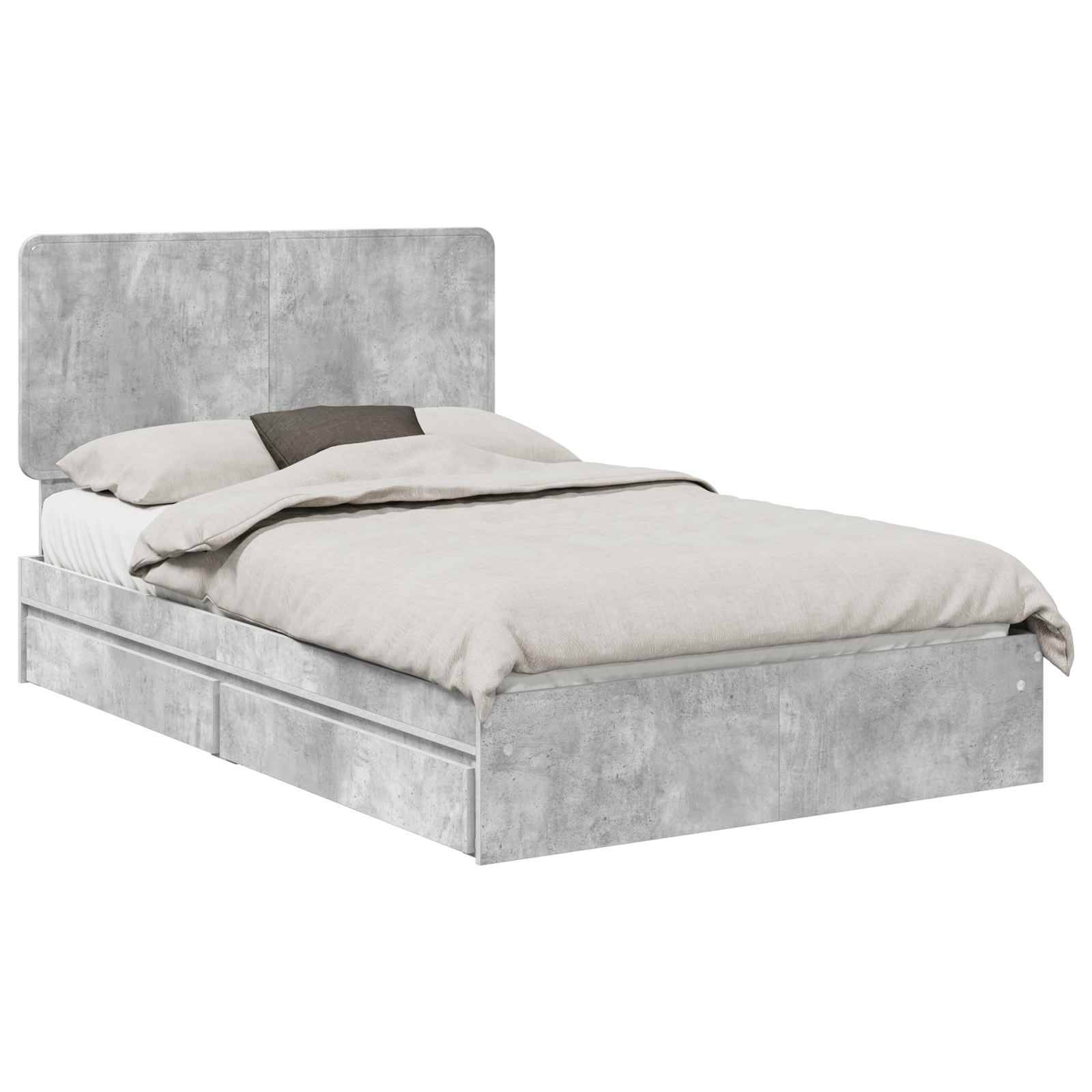 vidaXL Aufbewahrungsbett Beton Grau 135 x 190 cm Holzwerkstoff