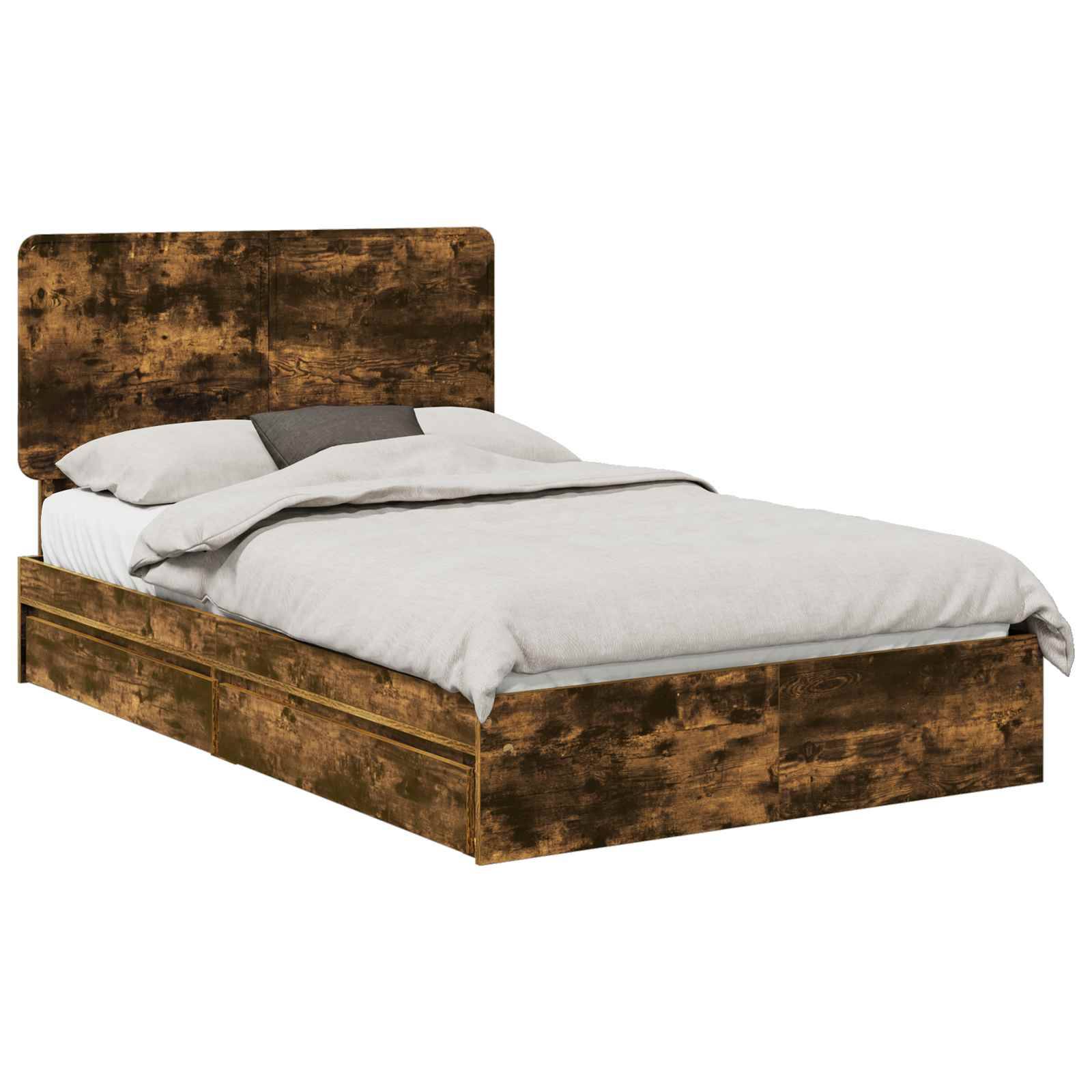 vidaXL Aufbewahrungsbett Geräucherte Eiche 135 x 190 cm Holzwerkstoff