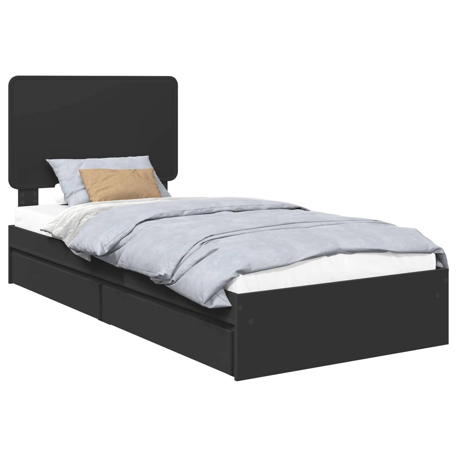 vidaXL Aufbewahrungsbett Schwarz 75 x 190 cm Holzwerkstoff