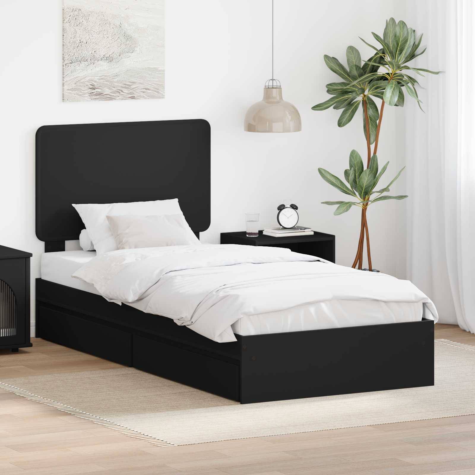 vidaXL Aufbewahrungsbett Schwarz 90 x 190 cm Holzwerkstoff
