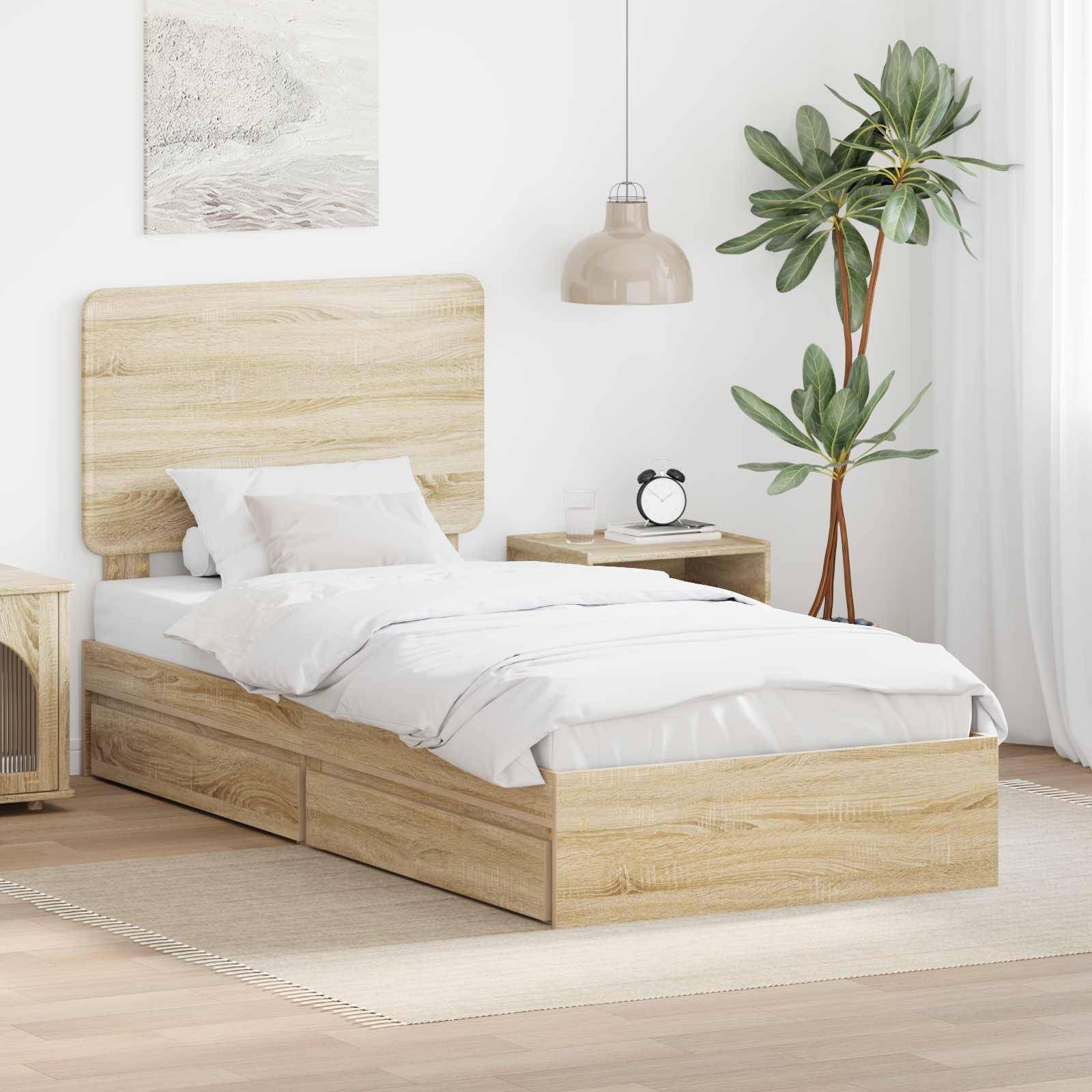 vidaXL Aufbewahrungsbett Sonoma-Eiche 90 x 190 cm Holzwerkstoff