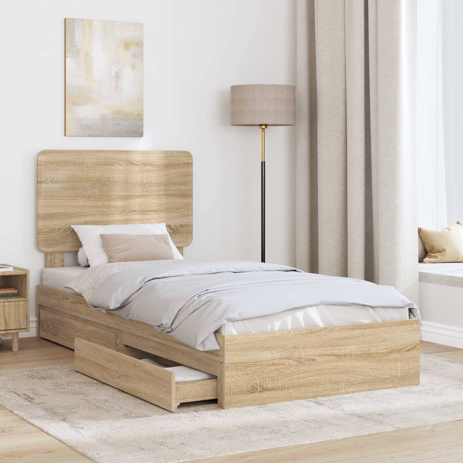 vidaXL Aufbewahrungsbett Sonoma-Eiche 90 x 190 cm Holzwerkstoff
