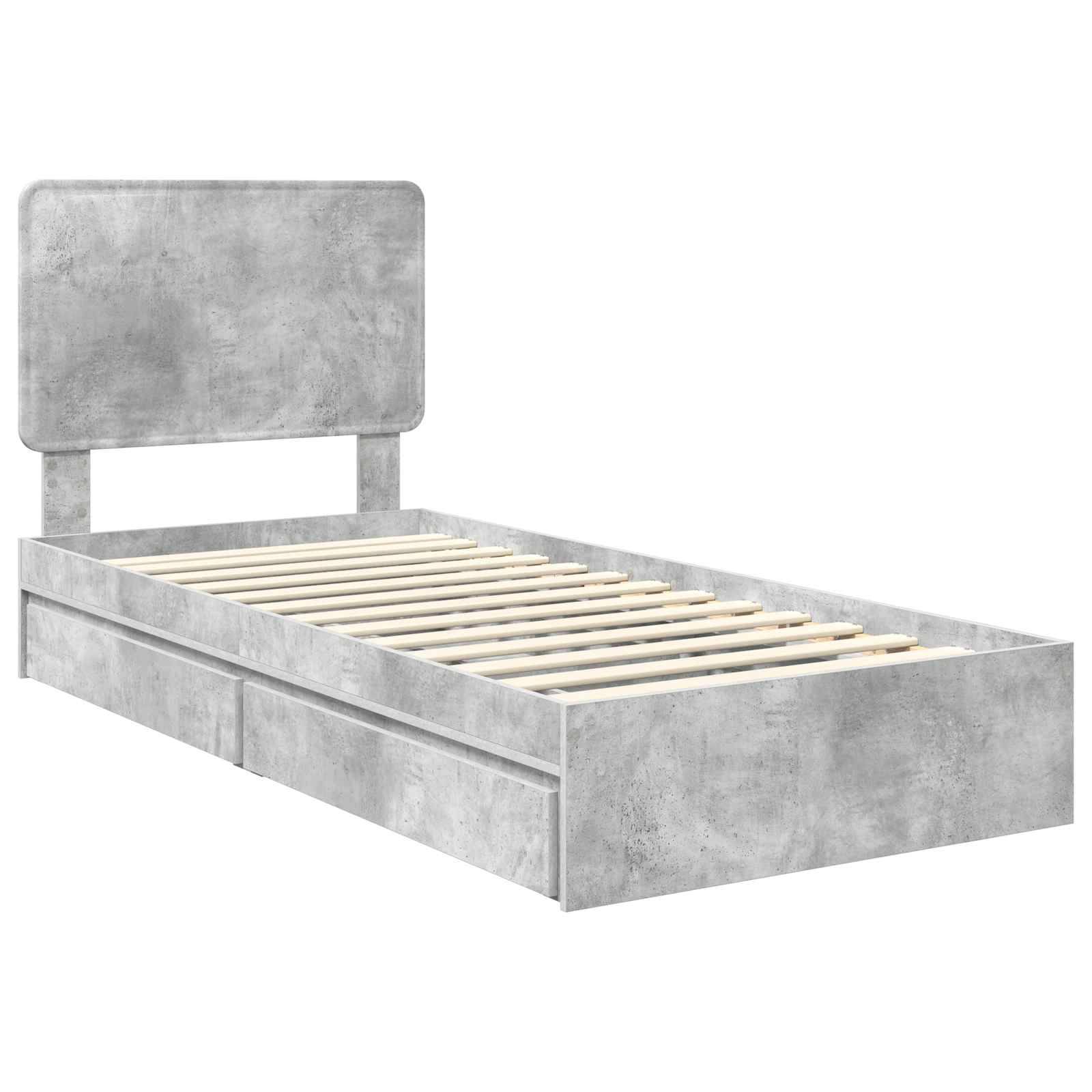 vidaXL Aufbewahrungsbett Beton Grau 90 x 190 cm Holzwerkstoff