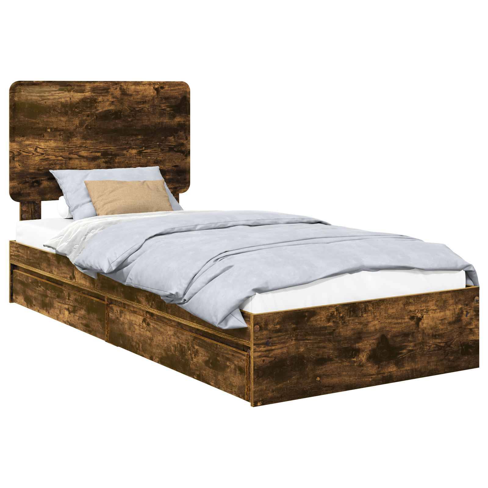 vidaXL Aufbewahrungsbett Geräucherte Eiche 90 x 190 cm Holzwerkstoff