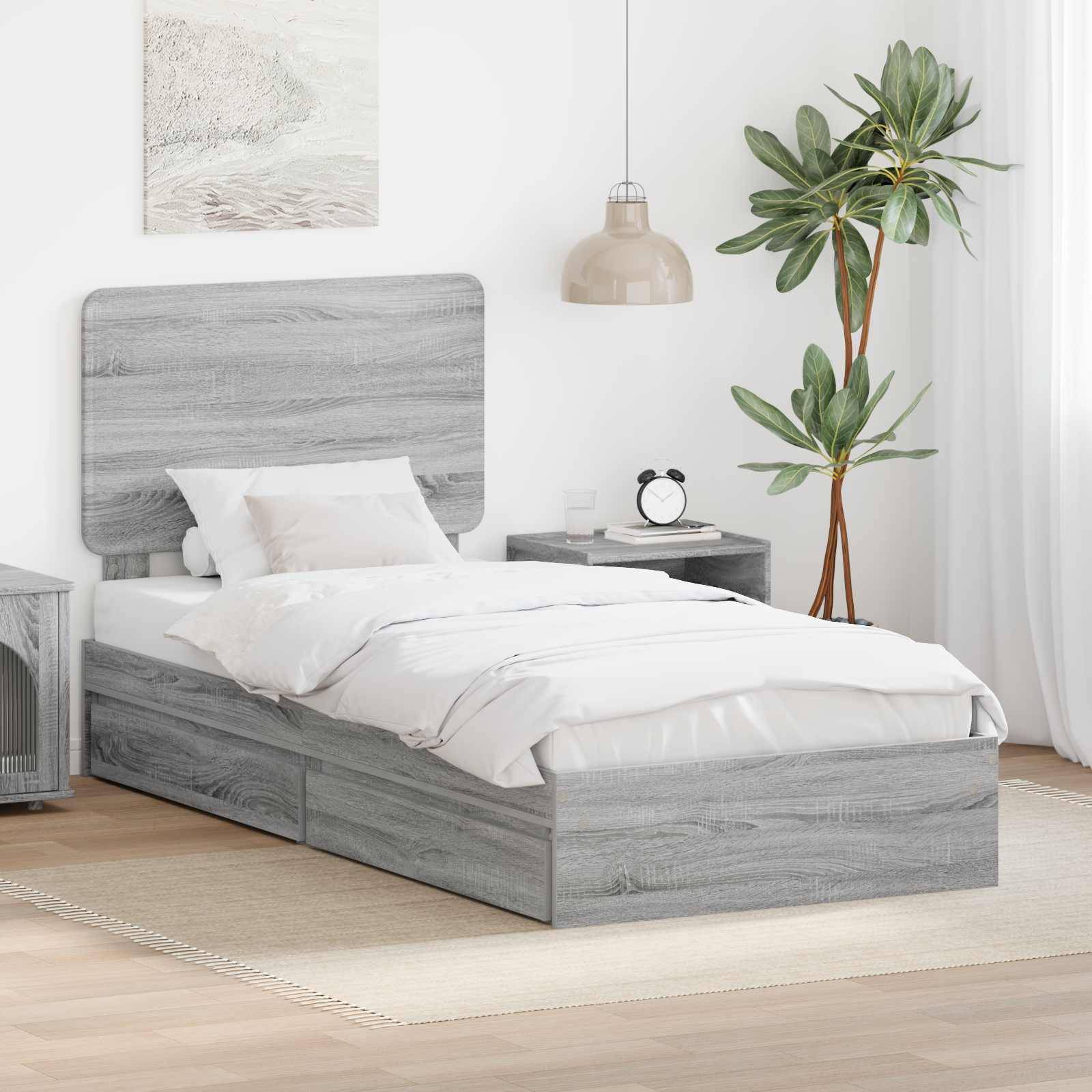 vidaXL Aufbewahrungsbett Graues Sonoma 100 x 200 cm Holzwerkstoff