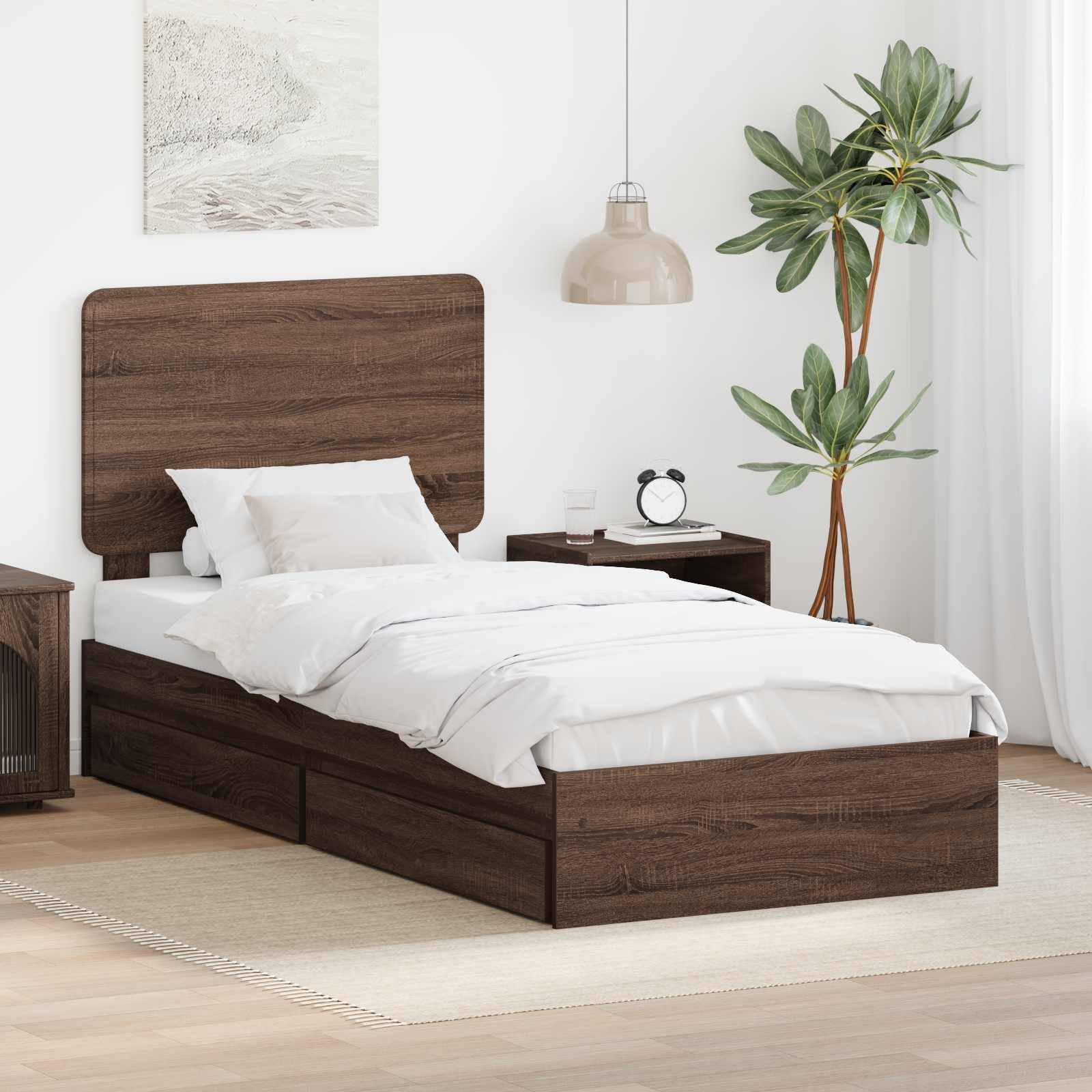vidaXL Aufbewahrungsbett Braun Eichen-Optik 75 x 190 cm Holzwerkstoff