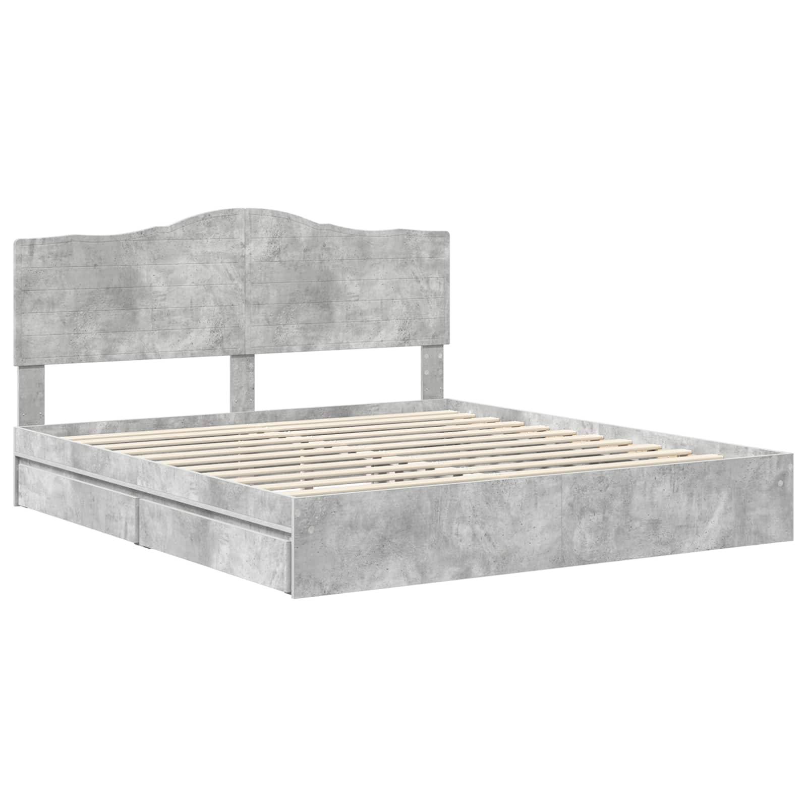 vidaXL Aufbewahrungsbett Beton Grau 200 x 200 cm Holzwerkstoff