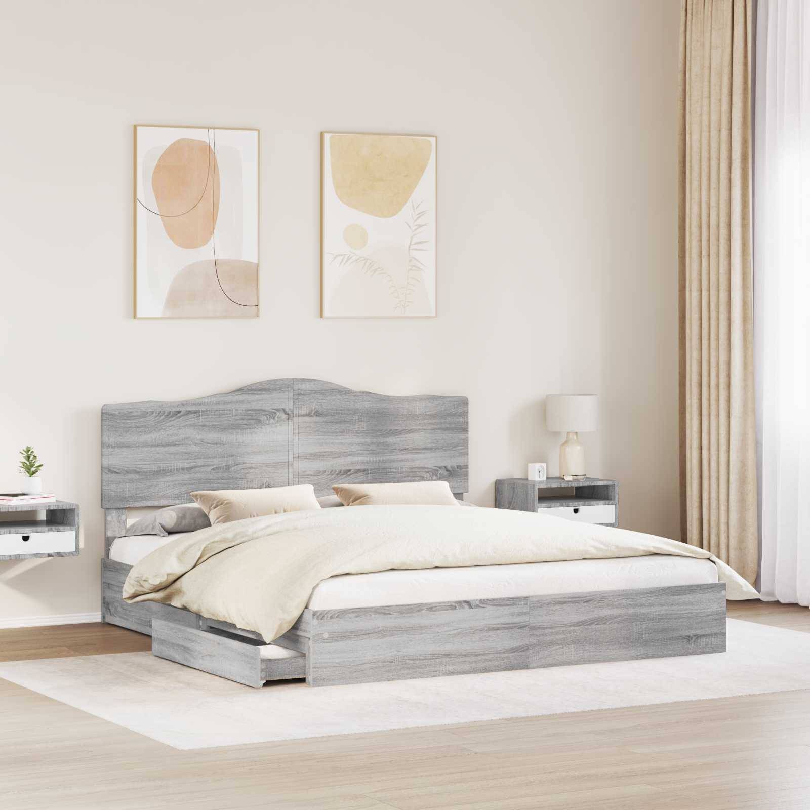 vidaXL Aufbewahrungsbett Graues Sonoma 180 x 200 cm Holzwerkstoff