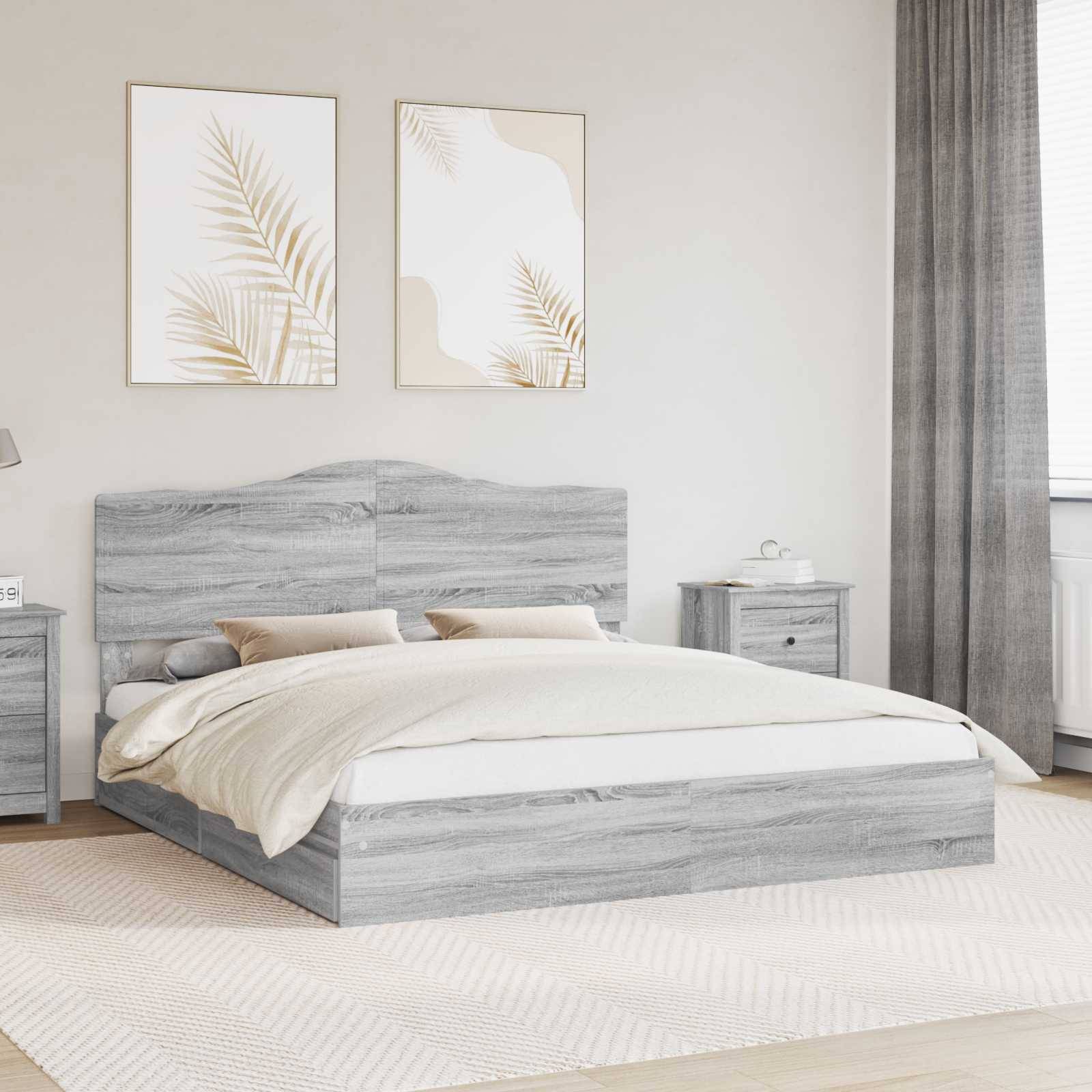 vidaXL Aufbewahrungsbett Graues Sonoma 180 x 200 cm Holzwerkstoff