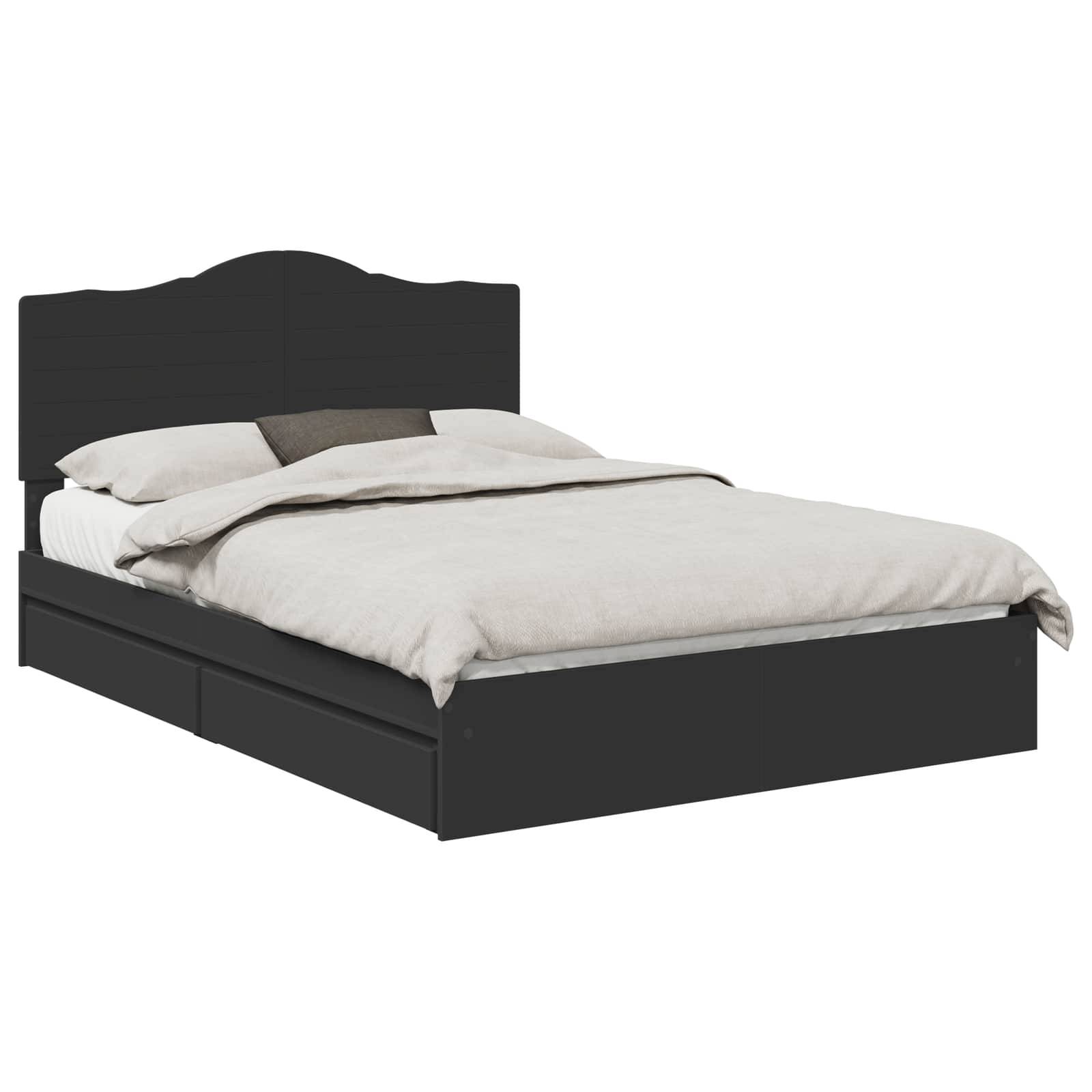 vidaXL Aufbewahrungsbett Schwarz 150 x 200 cm Holzwerkstoff