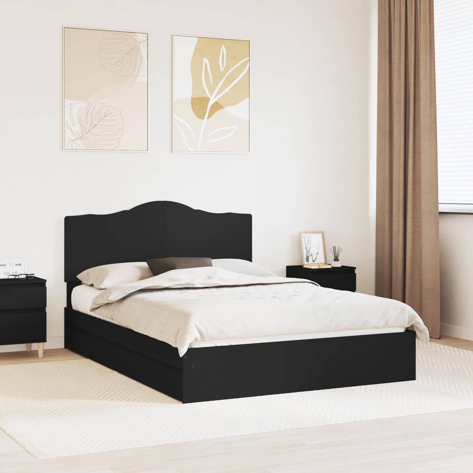 vidaXL Aufbewahrungsbett Schwarz 150 x 200 cm Holzwerkstoff