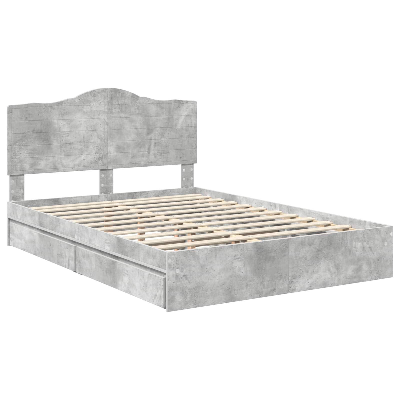 vidaXL Aufbewahrungsbett Beton Grau 150 x 200 cm Holzwerkstoff