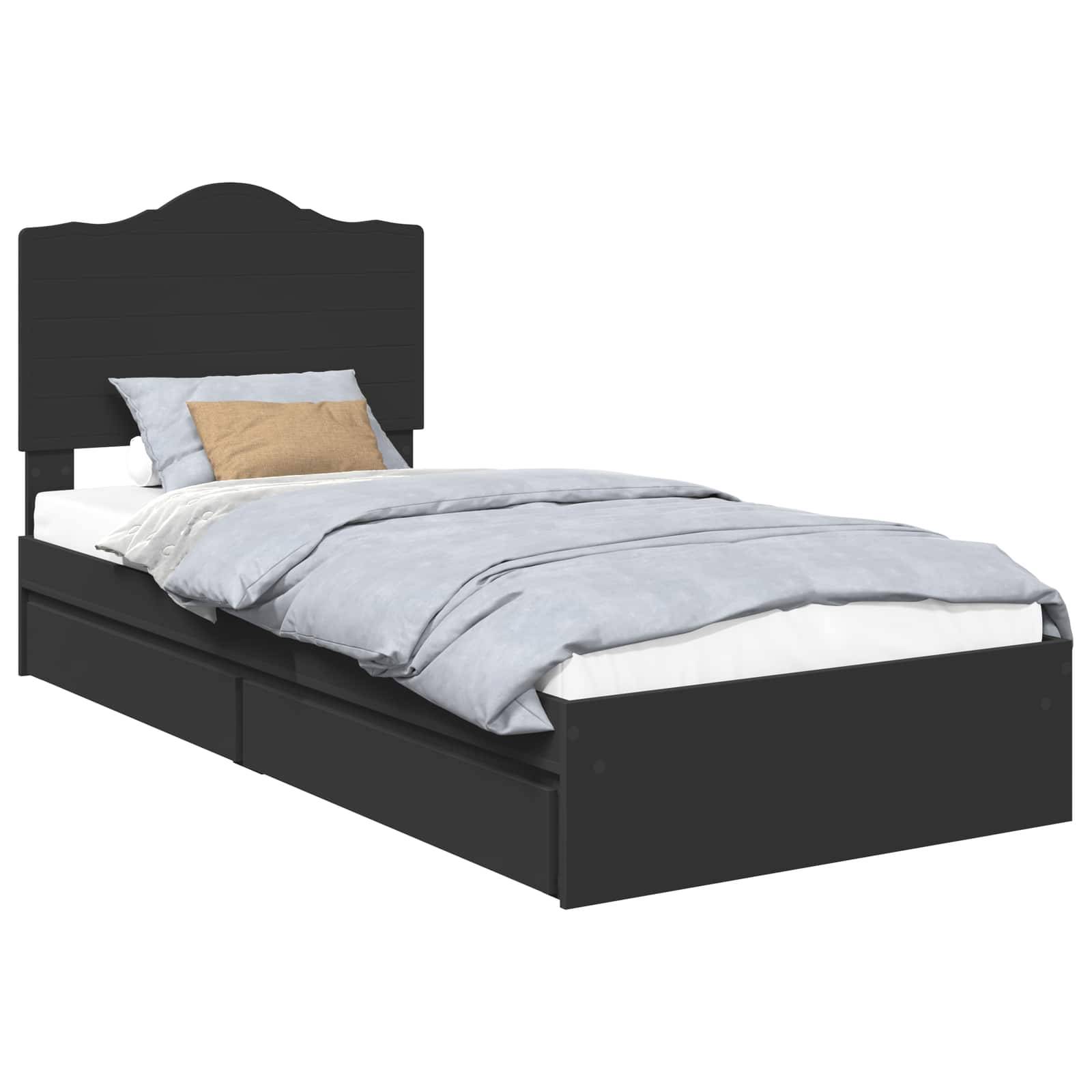 vidaXL Aufbewahrungsbett Schwarz 90 x 190 cm Holzwerkstoff