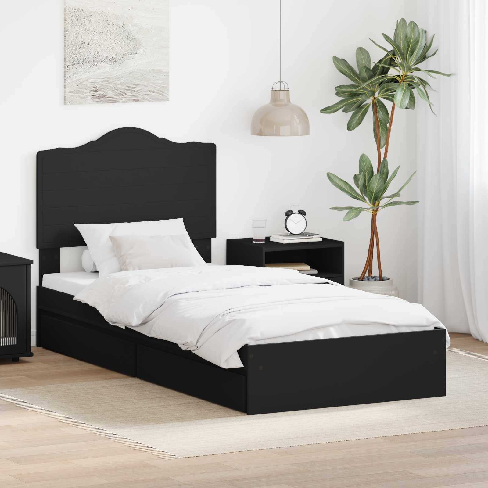 vidaXL Aufbewahrungsbett Schwarz 90 x 190 cm Holzwerkstoff