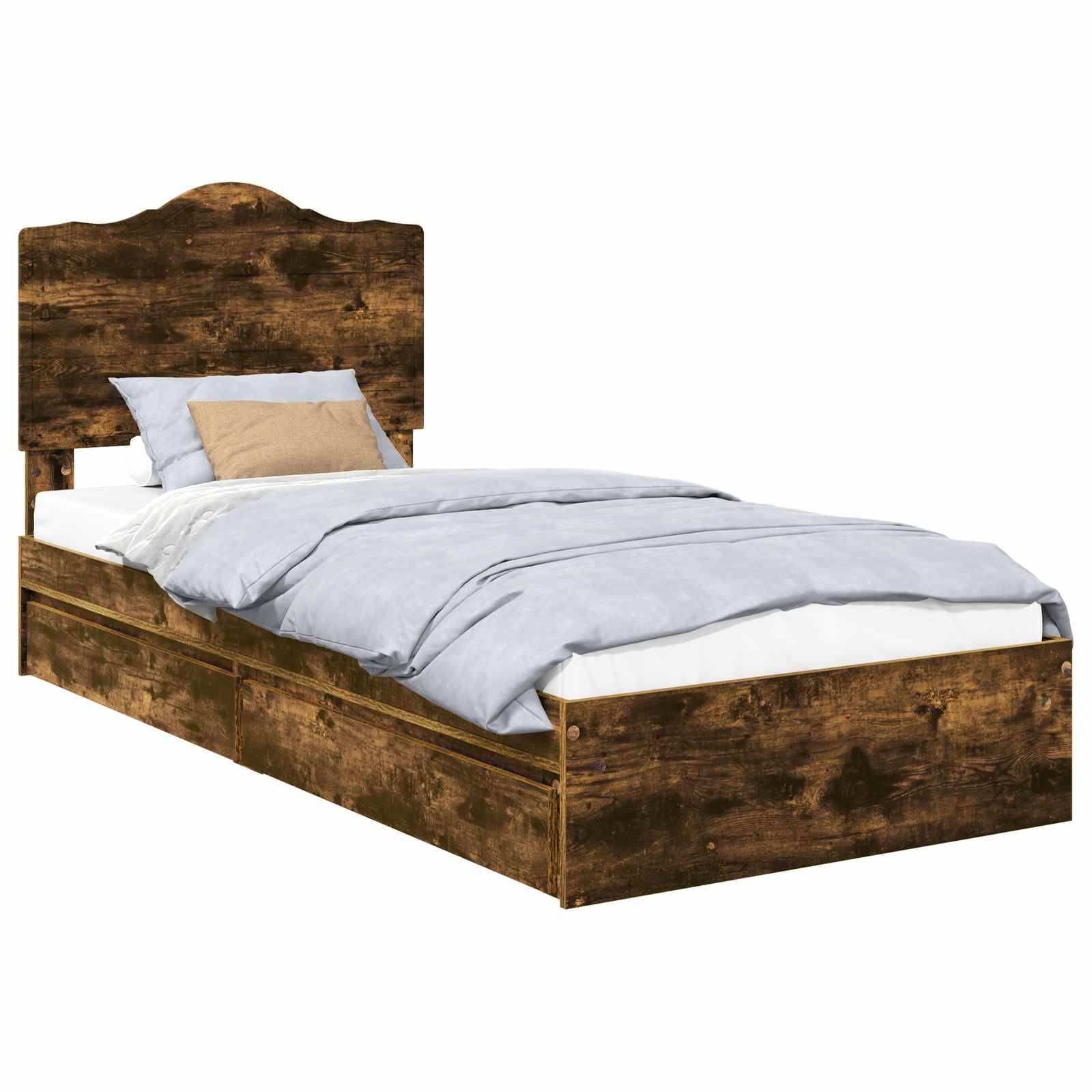 vidaXL Aufbewahrungsbett Geräucherte Eiche 90 x 200 cm Holzwerkstoff